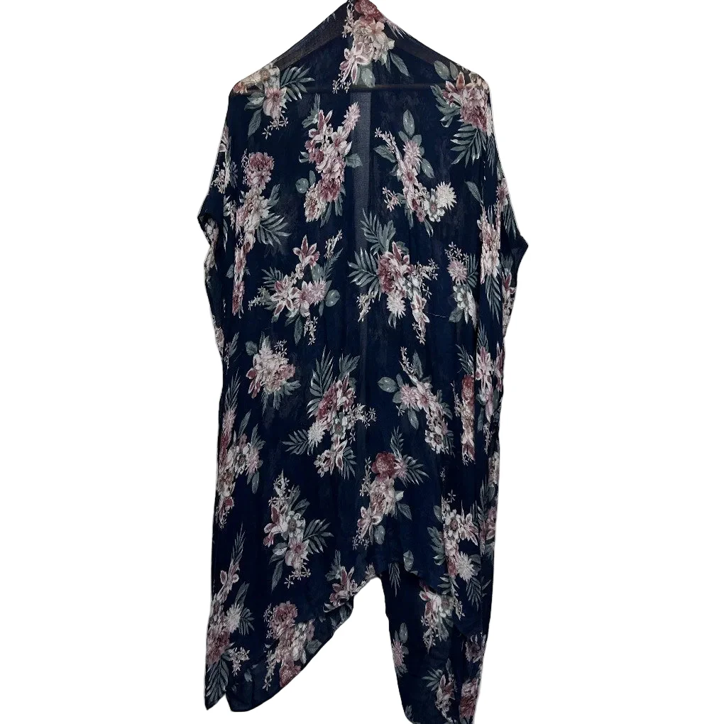 Just Jeans Navy Floral Waterfall Kimono - One Size - Image 2