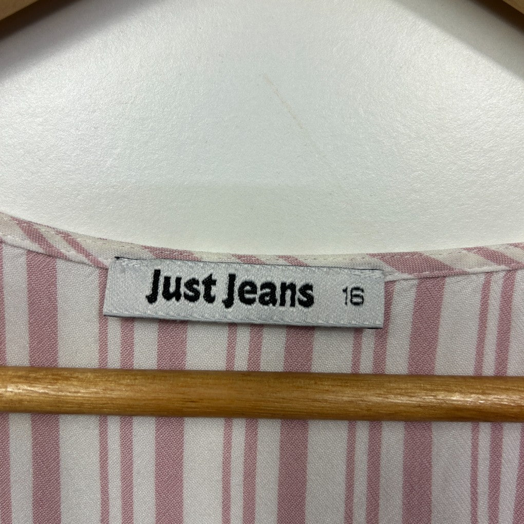 Just Jeans Pink & White Striped Blouse - Size 16 - Image 2