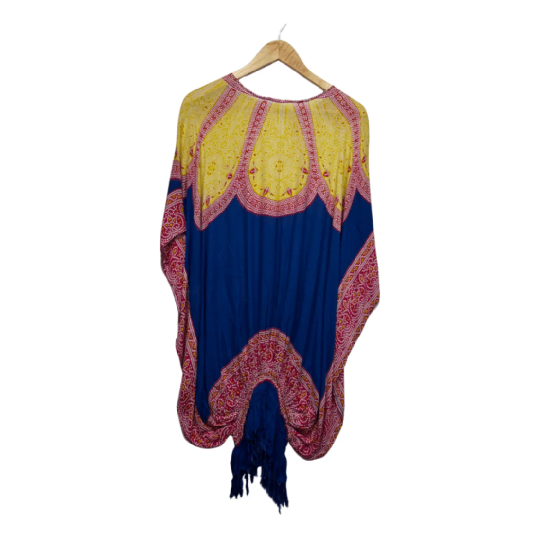 Kaftan Top One Size 14 16 Multicoloured Short Sleeve Rayon - Image 2