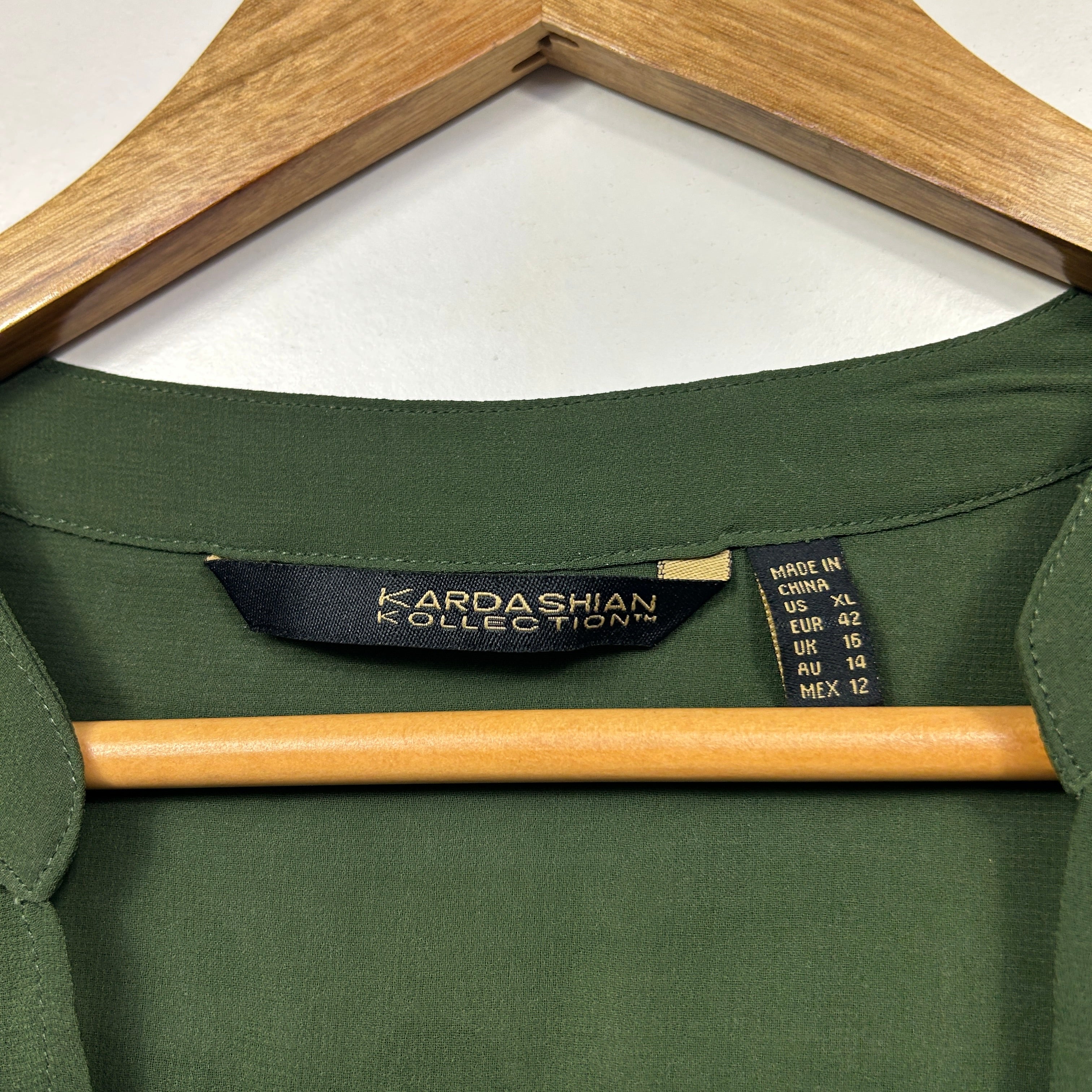 Kardashian Kollection Olive Green Blouse - Size 14/XL - Image 2