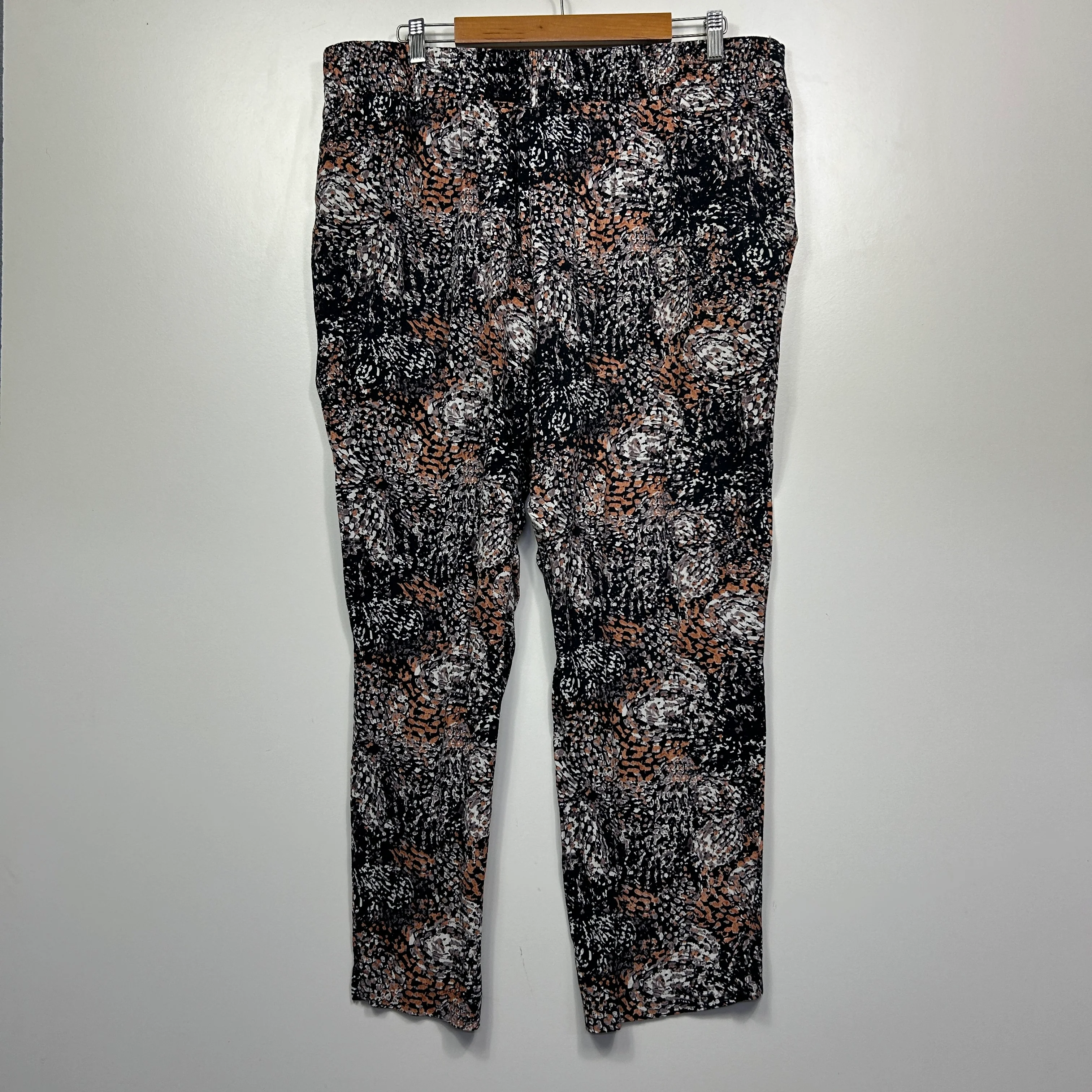Katies Black Brown Abstract Print Pants - Size 18 - Image 3