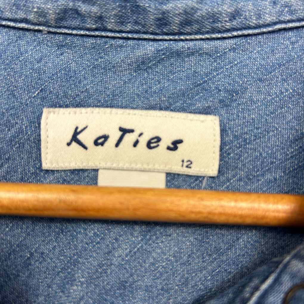 Vintage Katies Blue Denim Cotton Shirt - Size 12 - Image 2