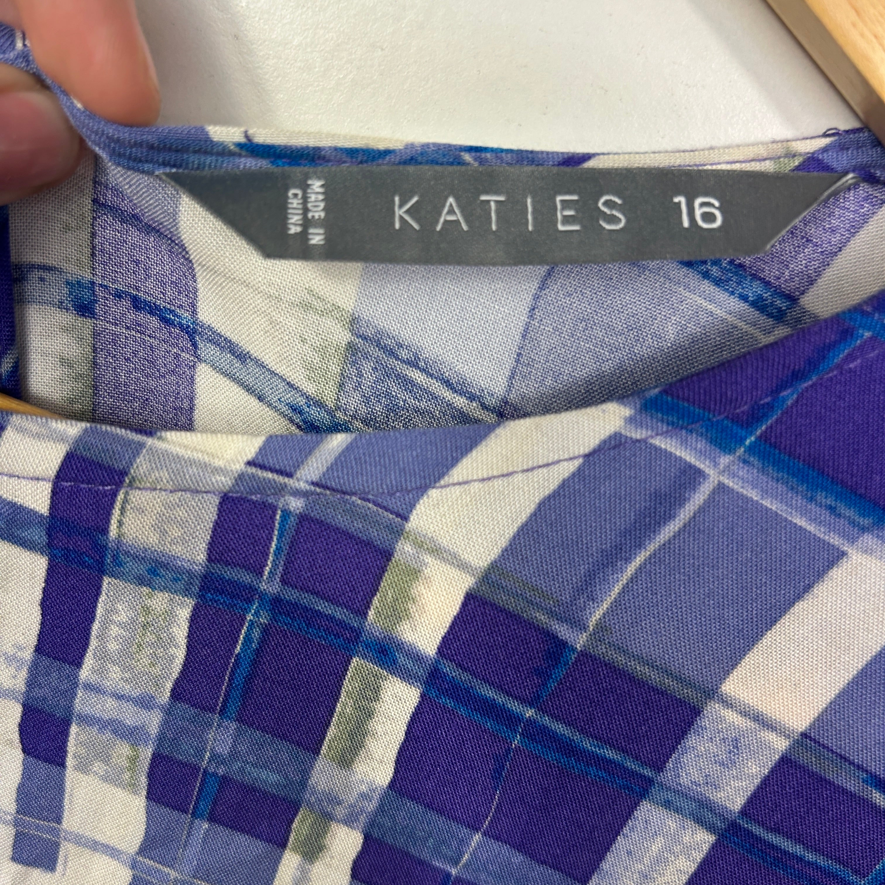 Katies Blue Plaid Top - Size 16 - Image 2