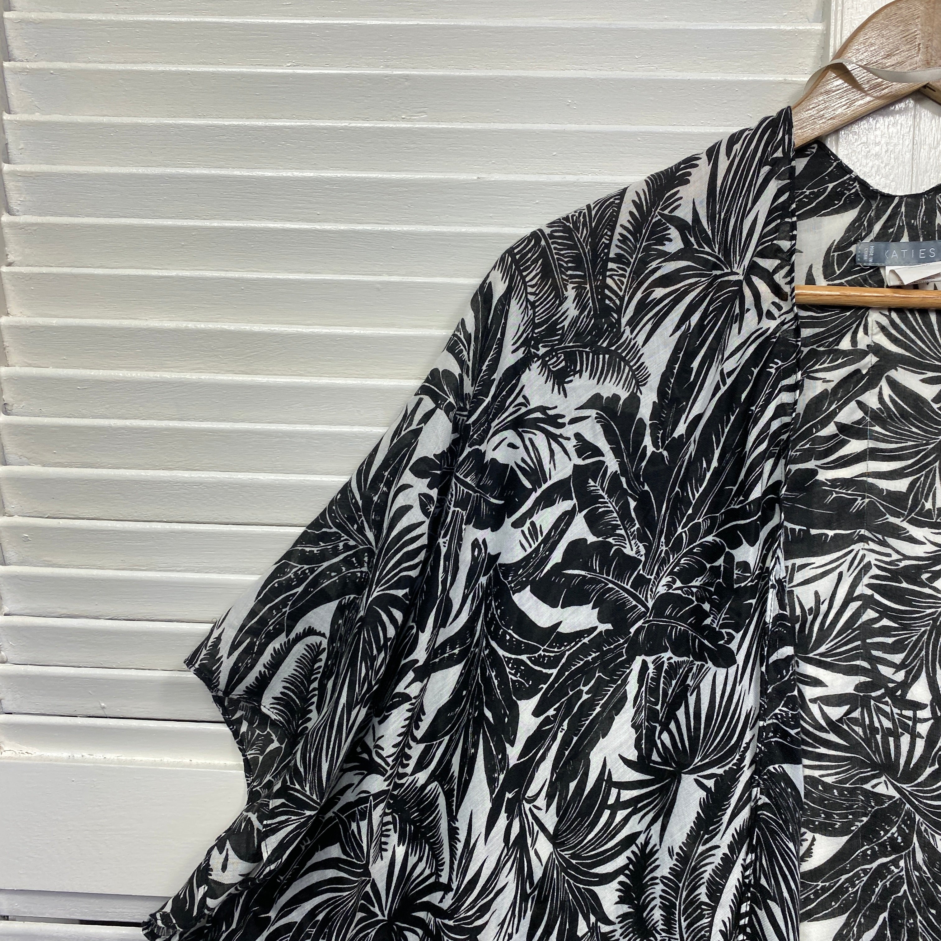 Katies Duster Jacket One Size Black White Floral Swim Cover Up - Image 3
