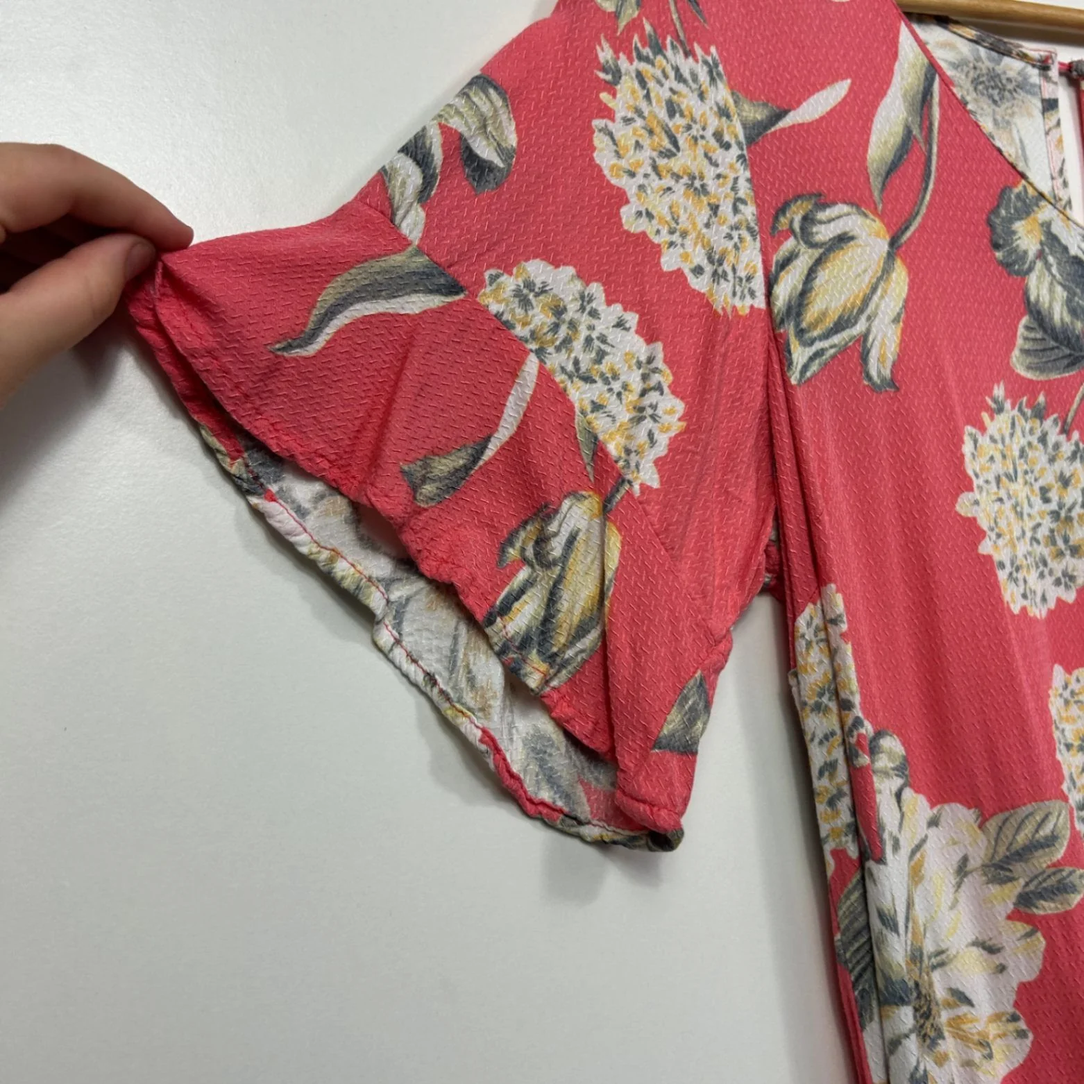 Katies Coral  Viscose Short Sleeve Knee Length Floral Dress Size 14 - Image 6