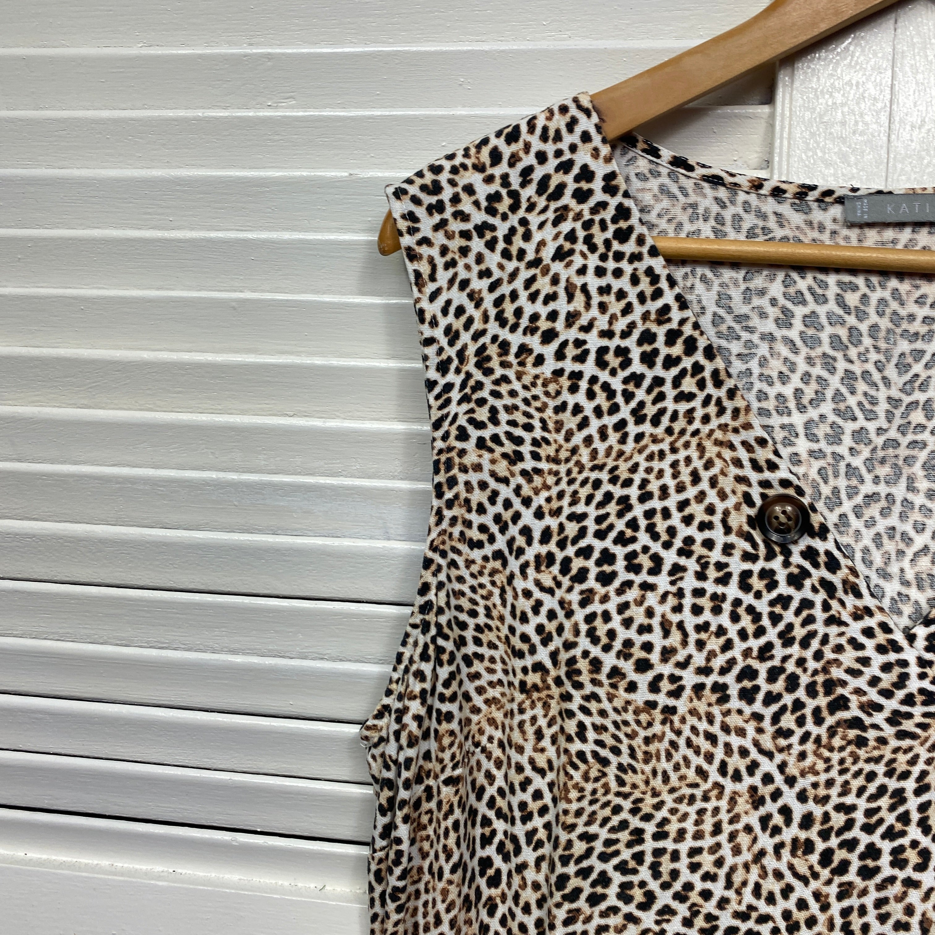 Katies Dress Size 16 Sleeveless Animal Print Linen Blend - Image 3