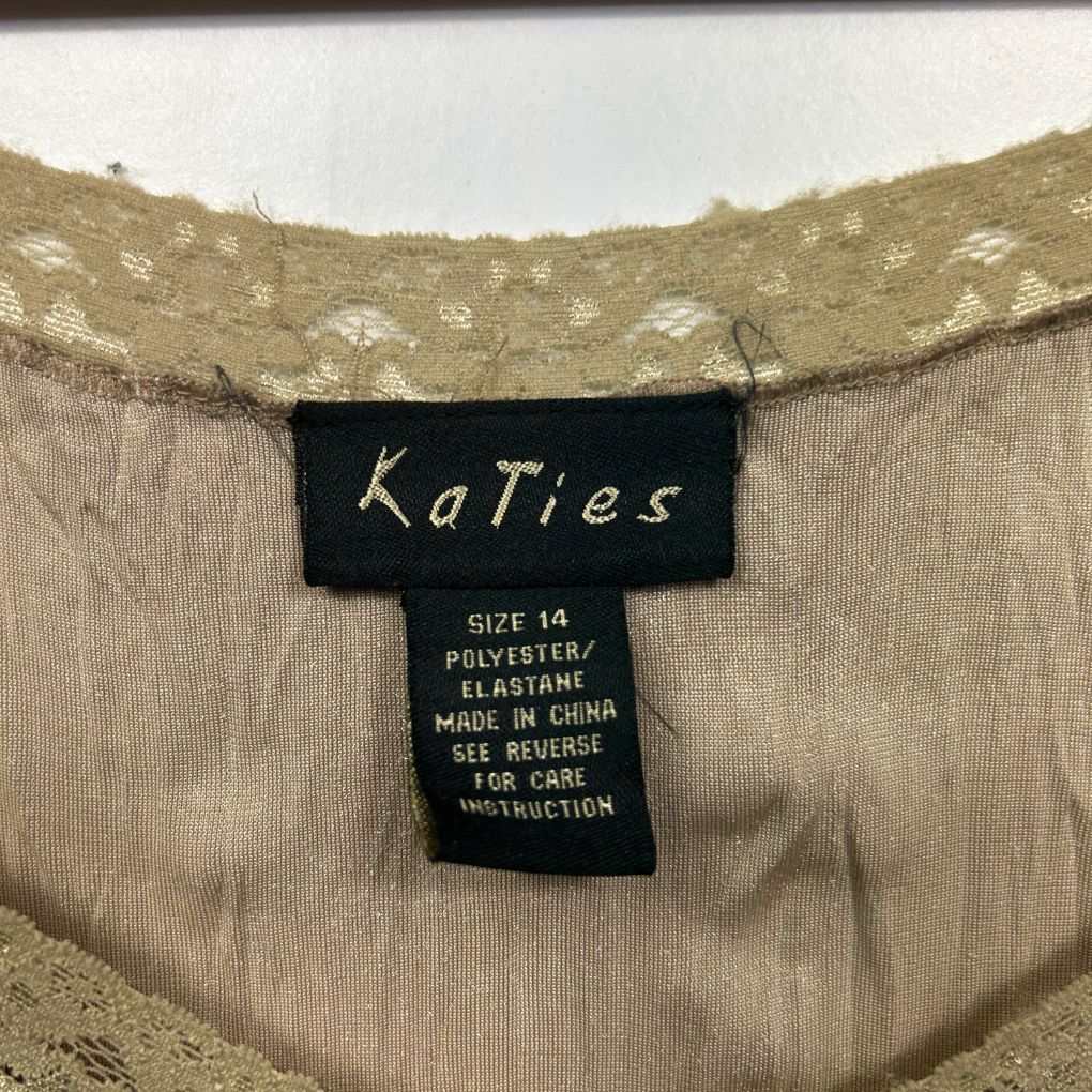 Vintage Katies Gold Lace Y2K Top - Size 14 - Image 2