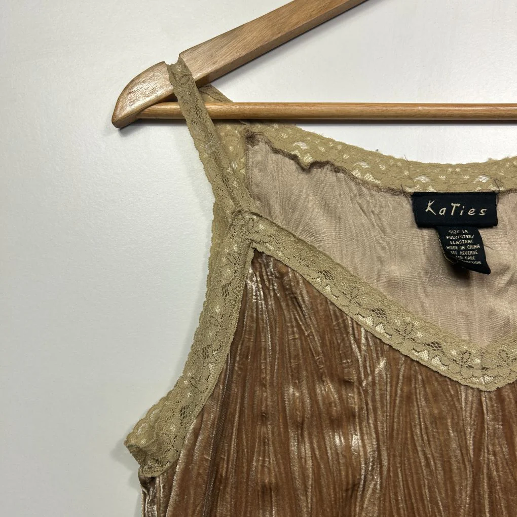Vintage Katies Gold Lace Y2K Top - Size 14 - Image 3