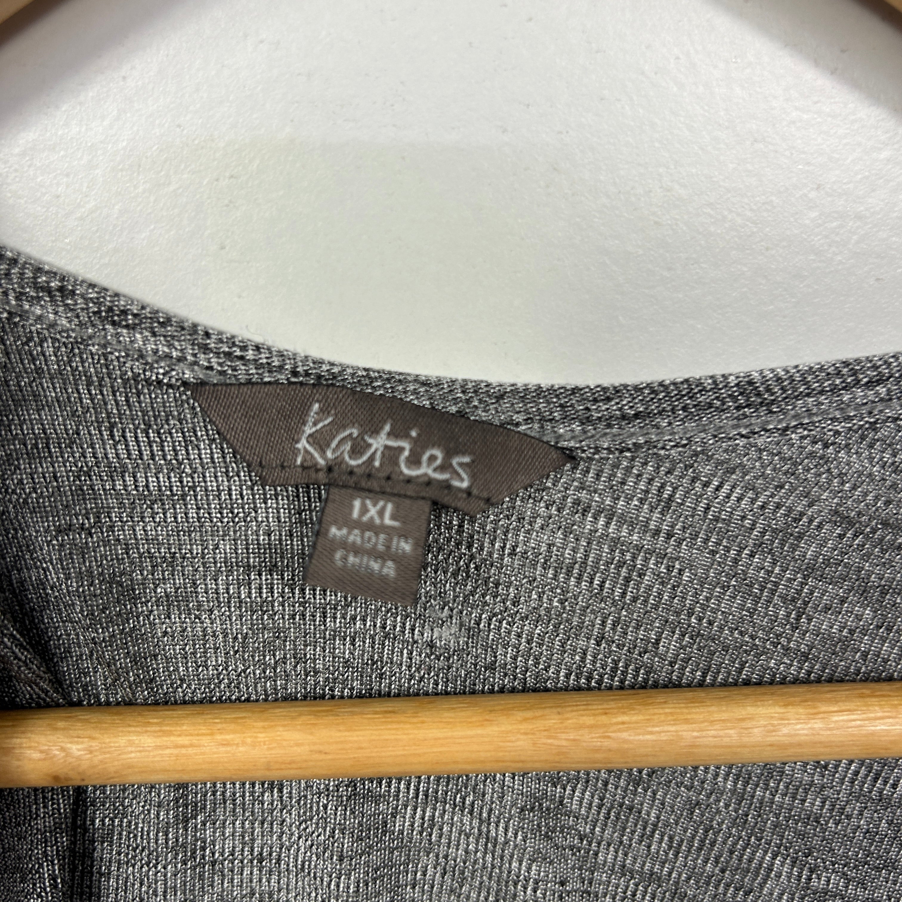 Katies Grey Marled Asymmetric Top - Size 1XL - Image 2
