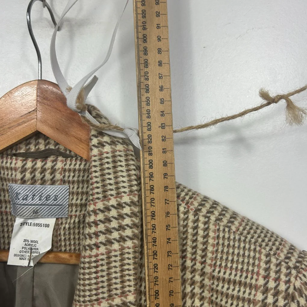 Vintage Katies Multicoloured Check Wool Blend Blazer - Size 16 - Image 5