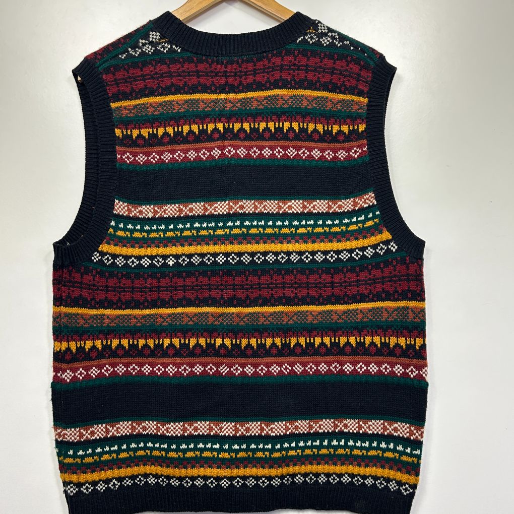 Vintage Katies Multicoloured Knit Vest - Size 16 - Image 4
