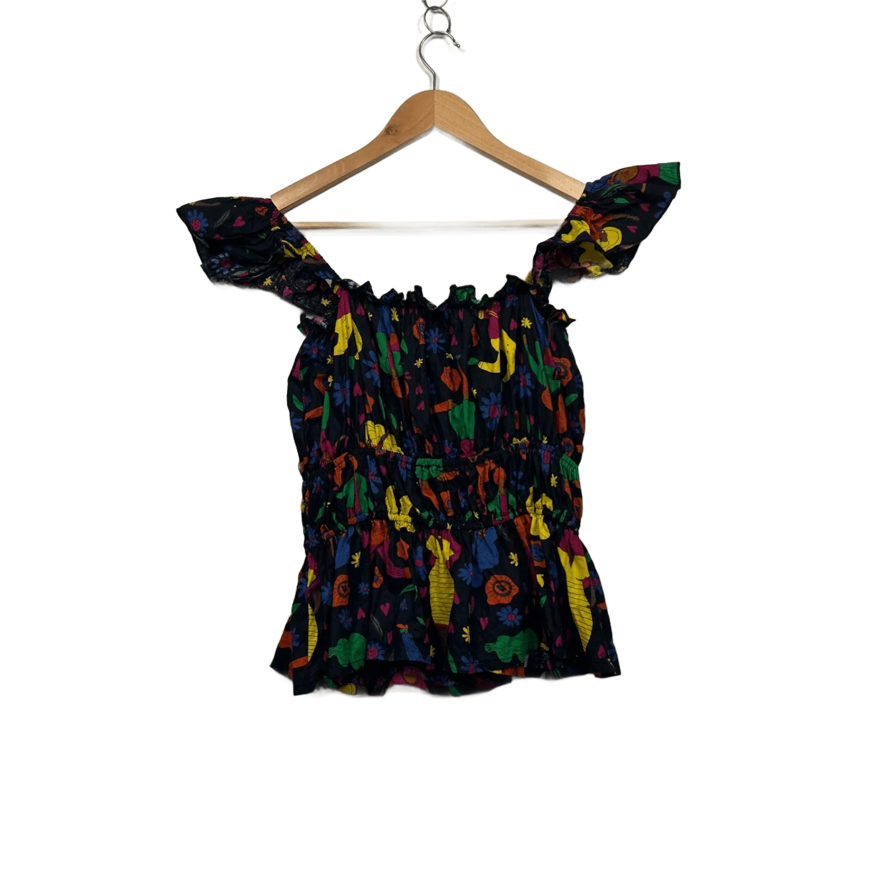 Keshet Cotton Sleeveless Ruffle Boho Blouse Top Size L/XL Stretch - Image 2