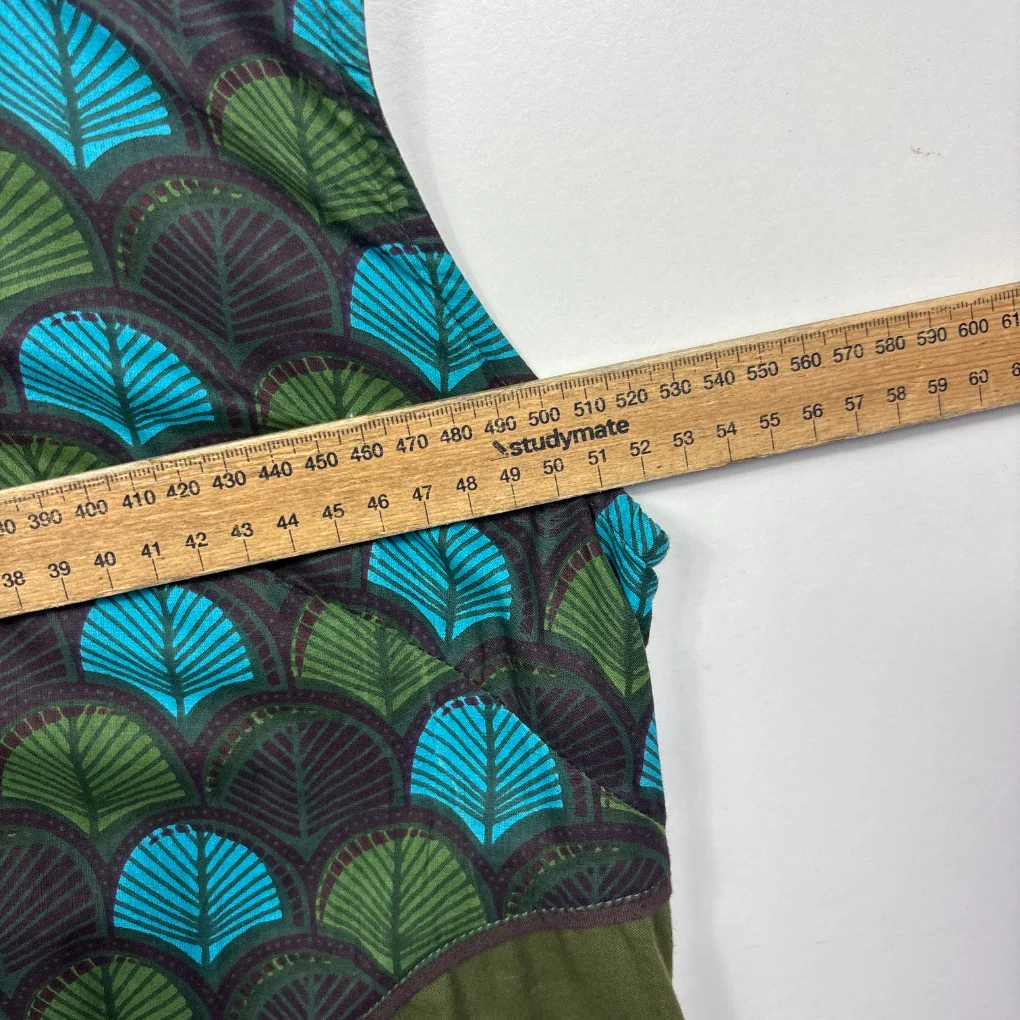 Keshet Green Fan Print Sleeveless Dress - Size L/XL - Image 7
