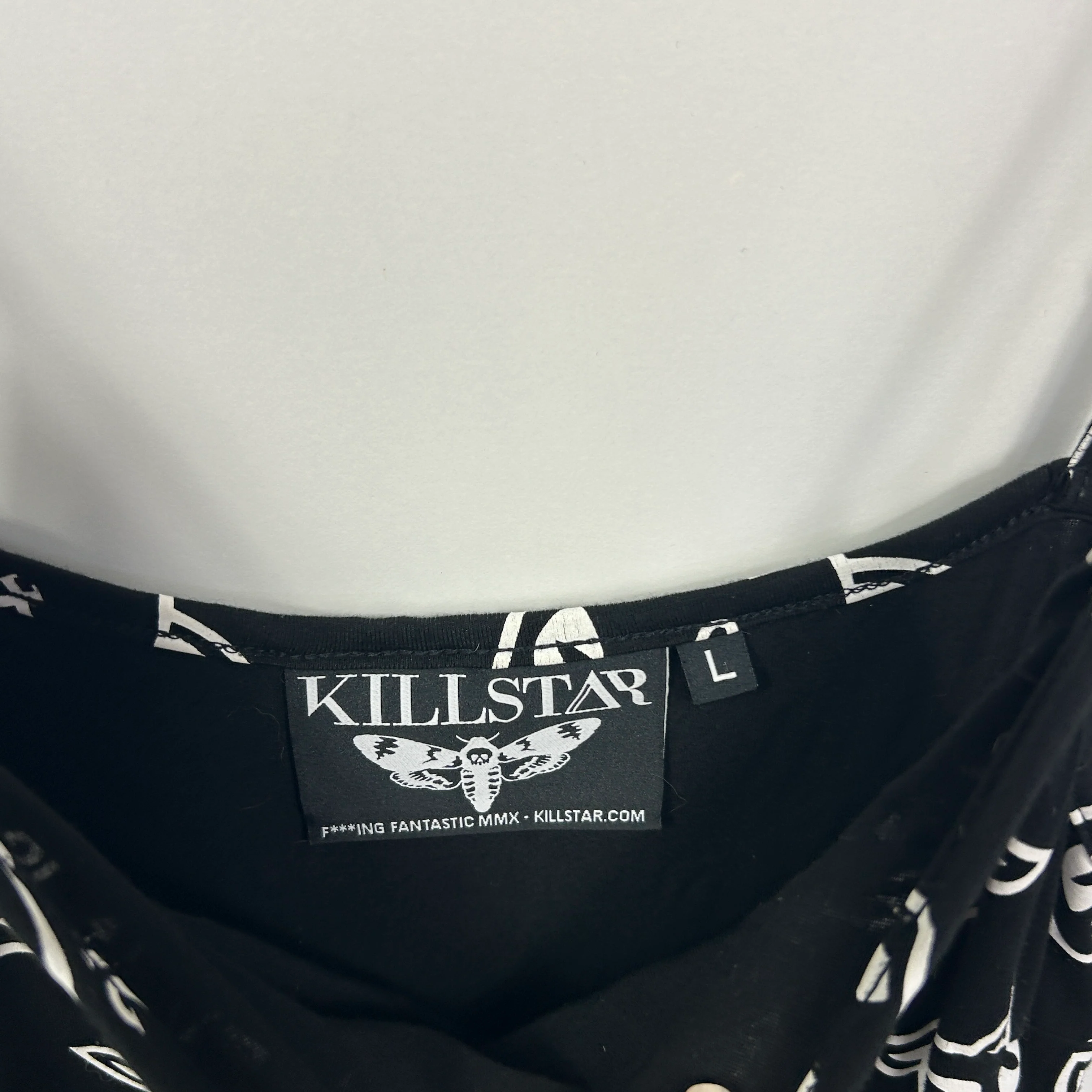 Killstar Black and White Cat Print Skater Dress - Size L - Image 3