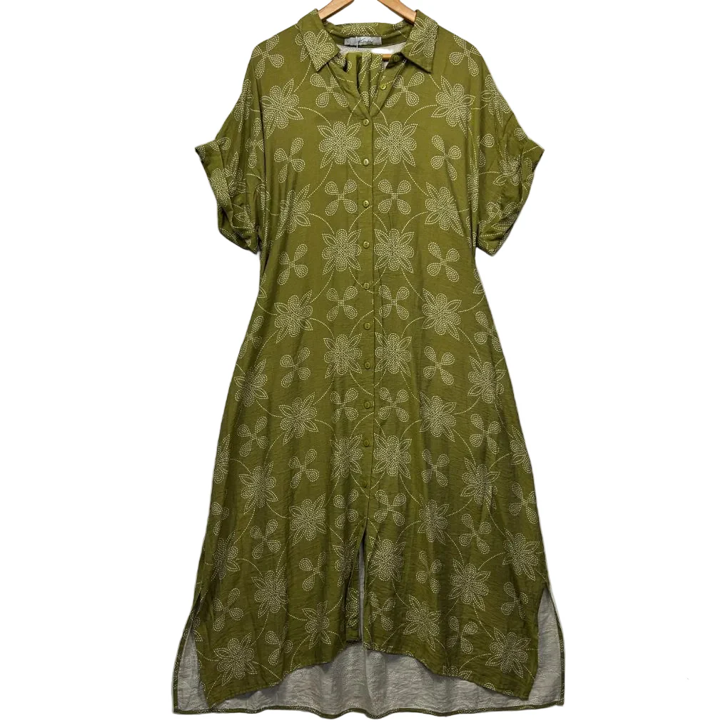 Kinde Green Linen Shirt Dress - Size L - Image 4