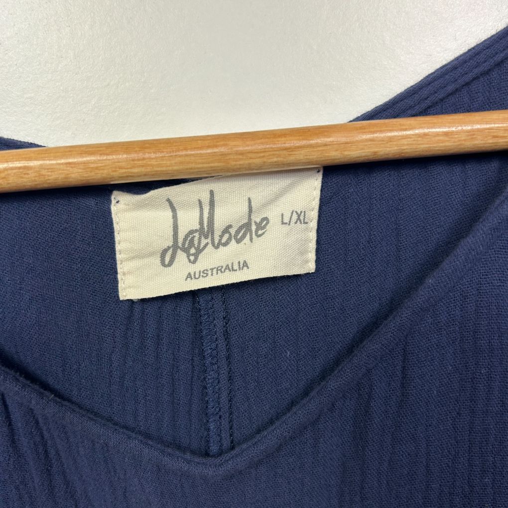 La Mode Australia Navy Cotton Dress - Size L/XL - Image 2