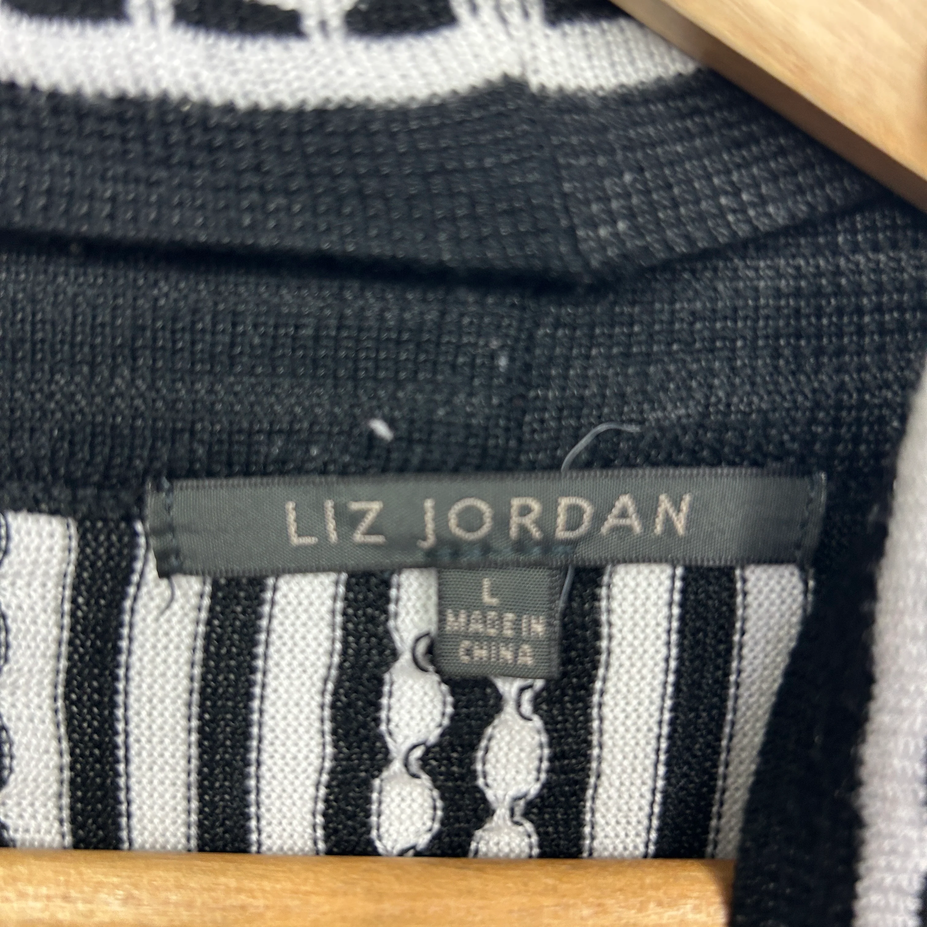 Liz Jordan Black and White Striped Cardigan - Size L - Image 4