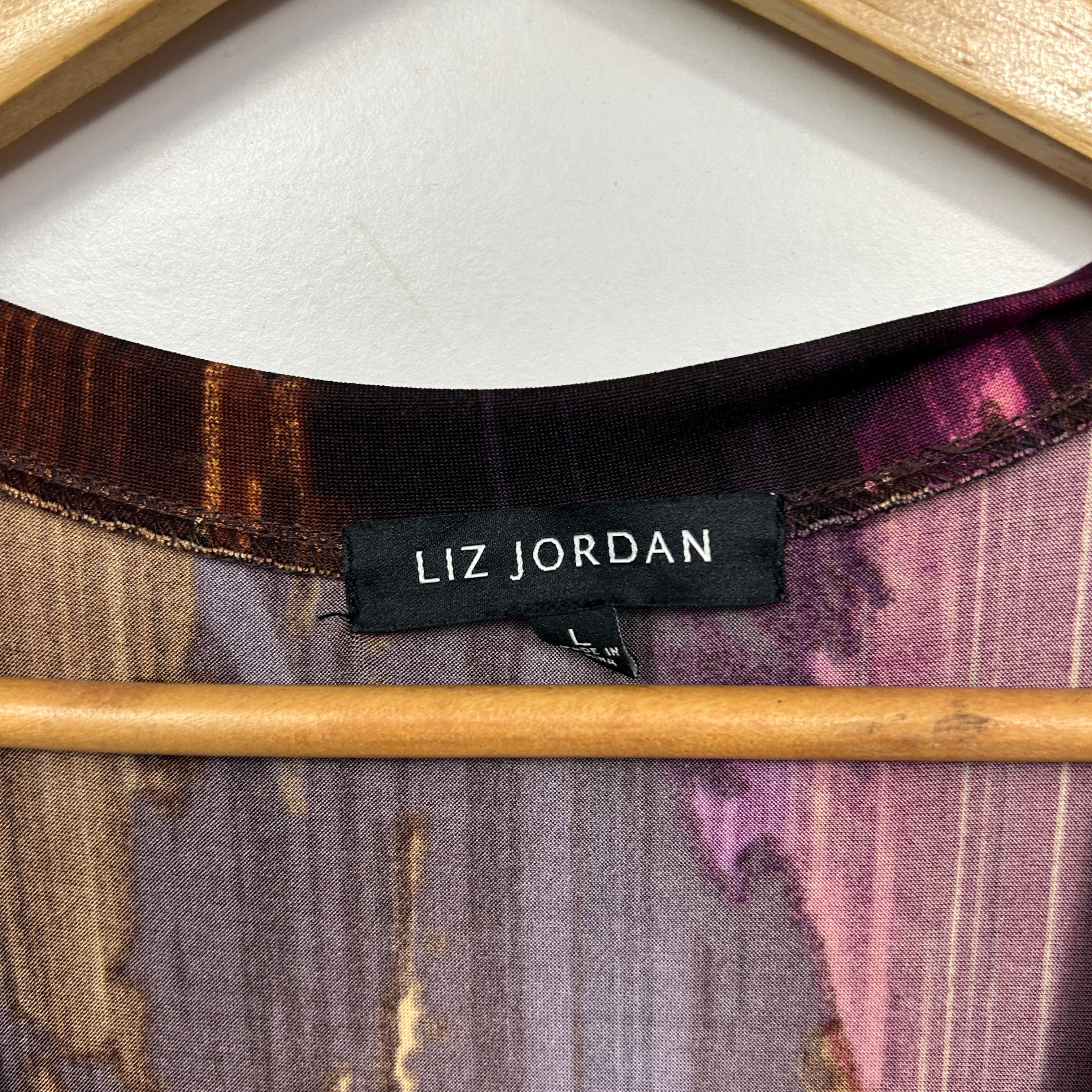 Liz Jordan Purple Multicoloured Abstract Faux Wrap Dress - Size L - Image 3