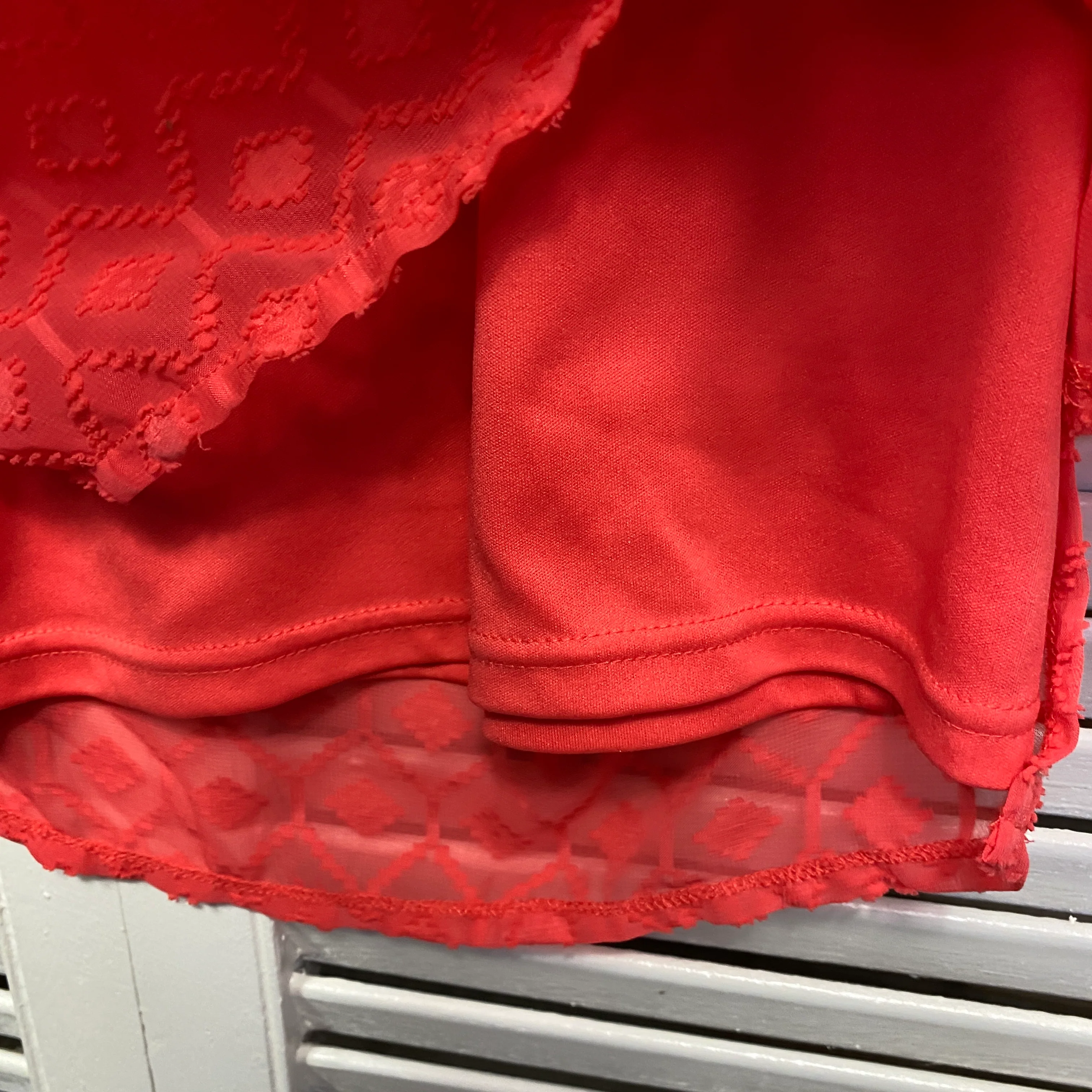 Liz Jordan Top Size 14 Red Button Up Long Sleeve Sheer - Image 5