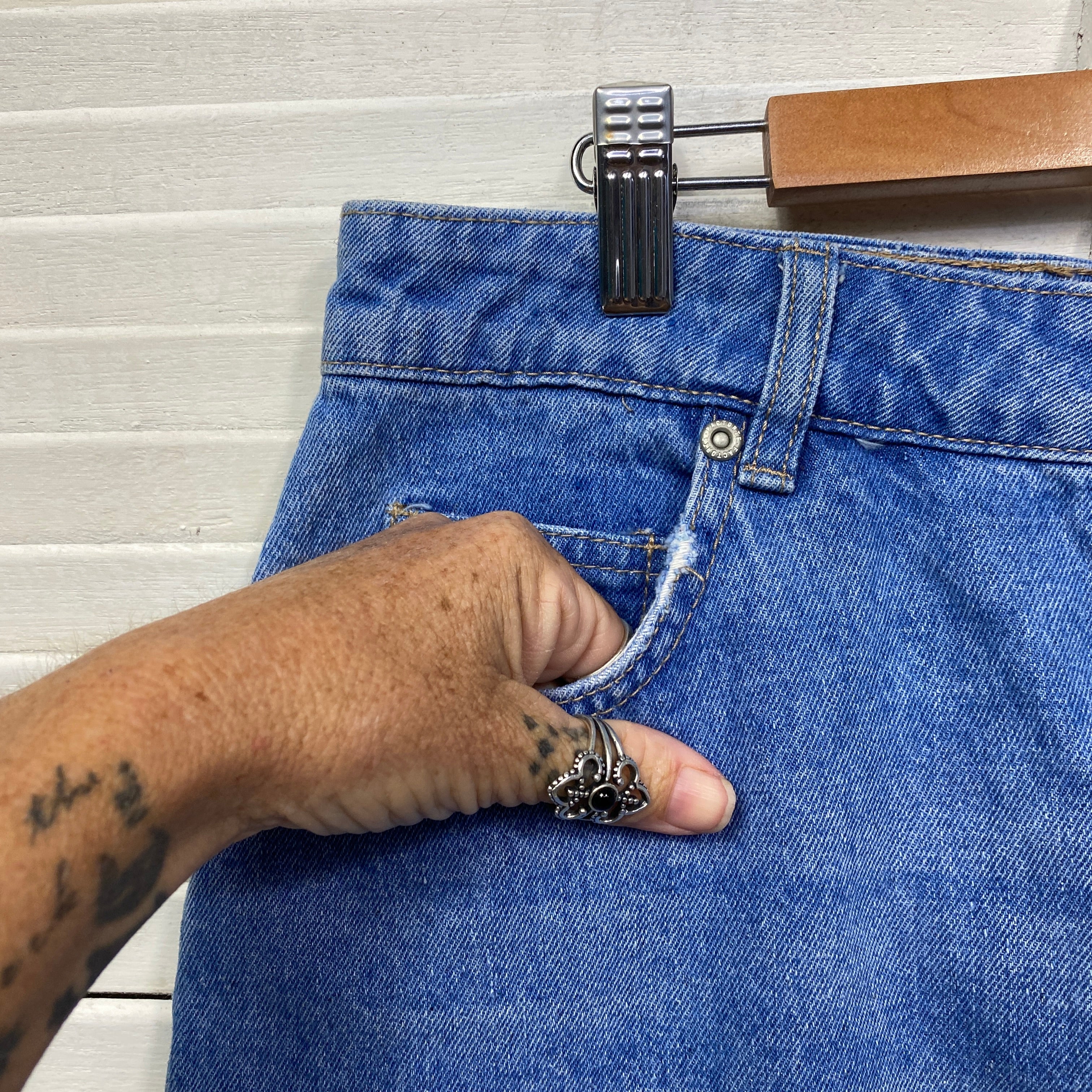 Factorie Denim Skirt Size 14 Short Length Raw Hem - Image 3