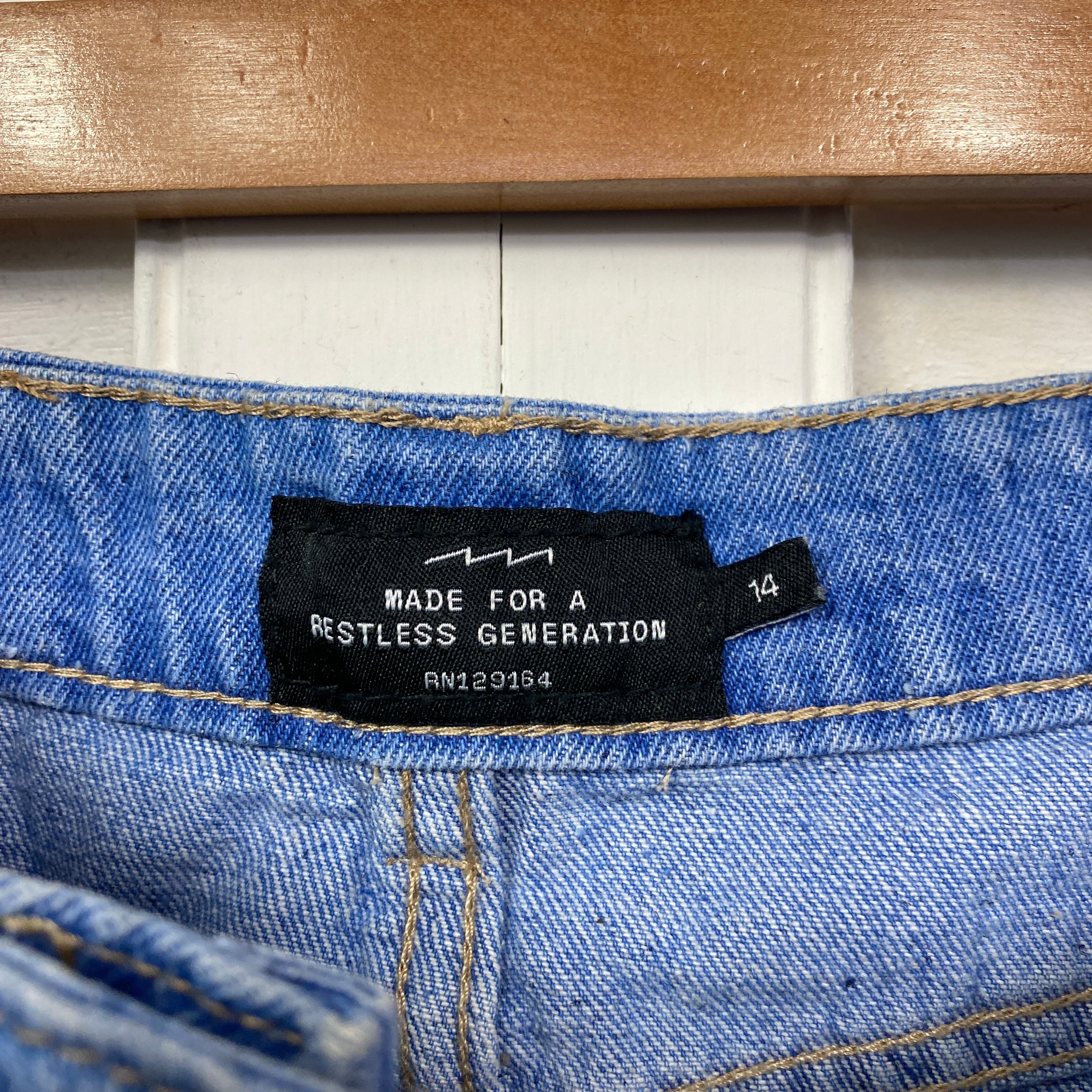 Factorie Denim Skirt Size 14 Short Length Raw Hem - Image 4