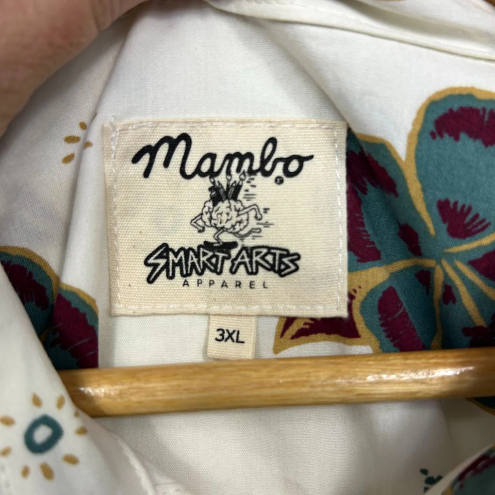 Mambo Smart Arts Cream Hibiscus Mens Print Shirt - Size 3XL - Image 4