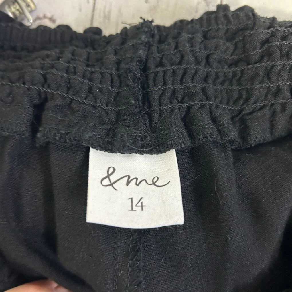 & me Black Linen Wide-Leg Cropped Pants - Size 14 - Image 2