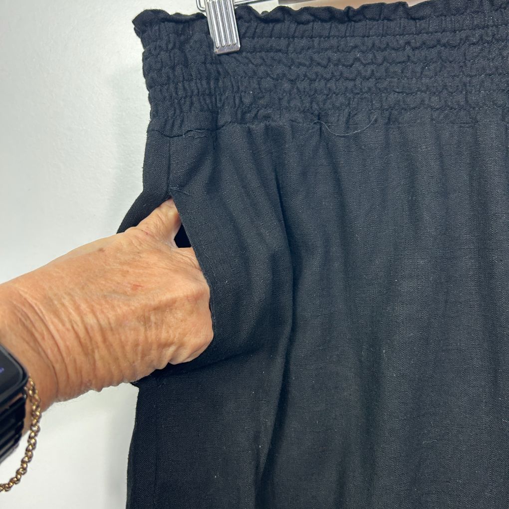 & me Black Linen Wide-Leg Cropped Pants - Size 14 - Image 4
