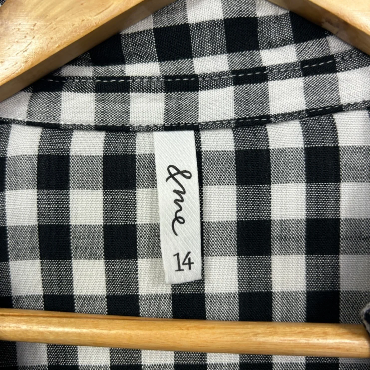 &me Black White Viscose Long Sleeve Gingham Check Smock Dress Size 14 - Image 4