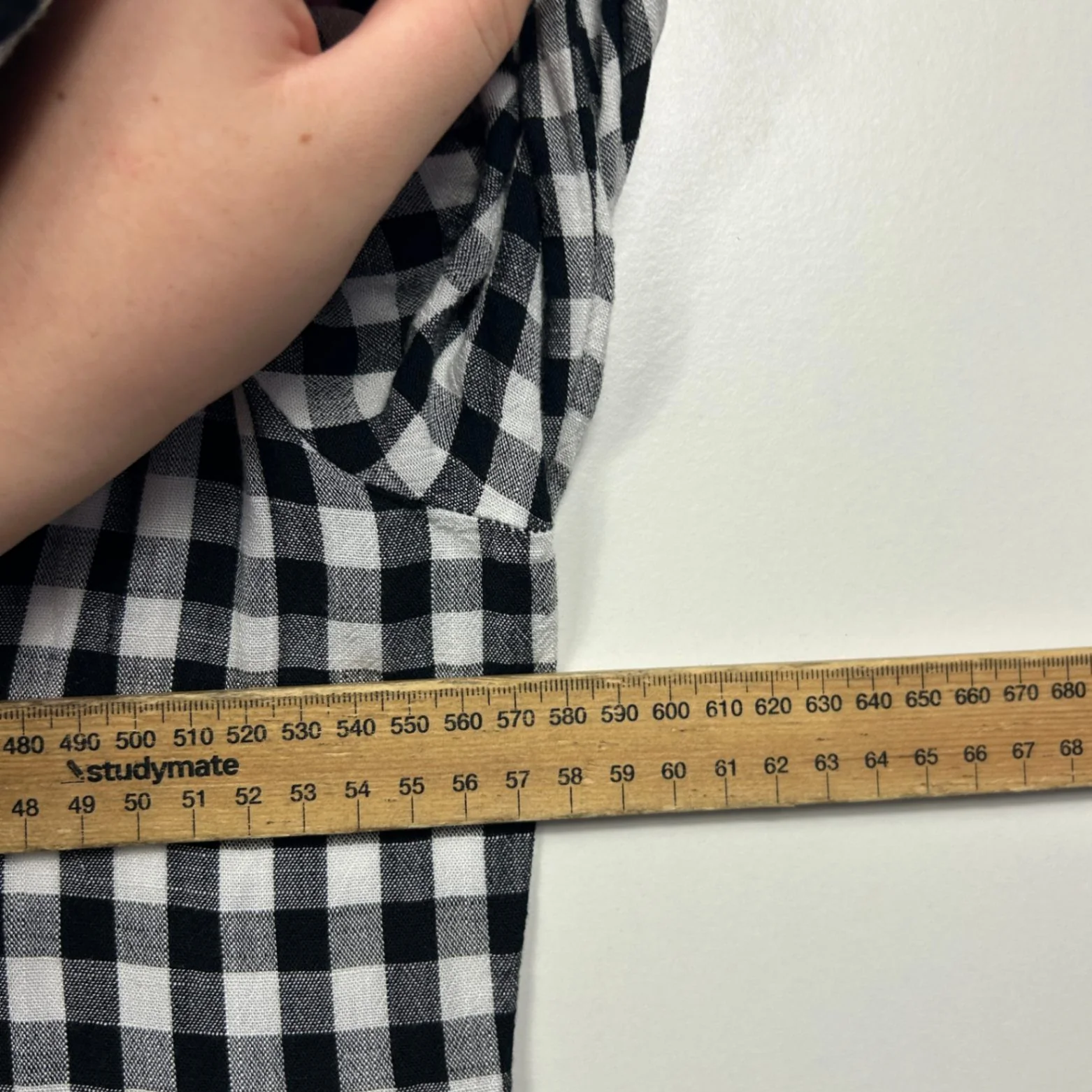 &me Black White Viscose Long Sleeve Gingham Check Smock Dress Size 14 - Image 8