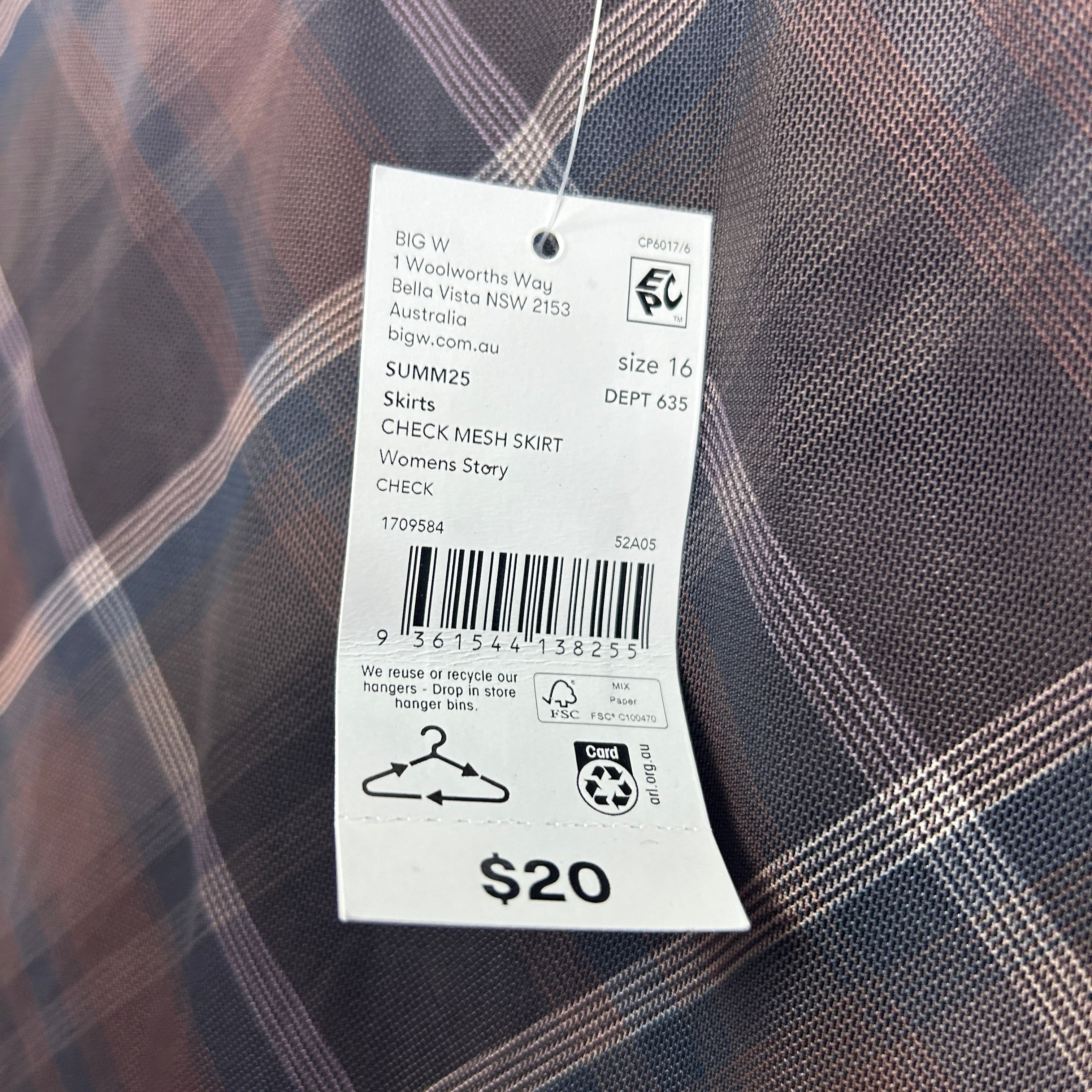 & me Brown Check Mesh Skirt - Size 16 - Image 2