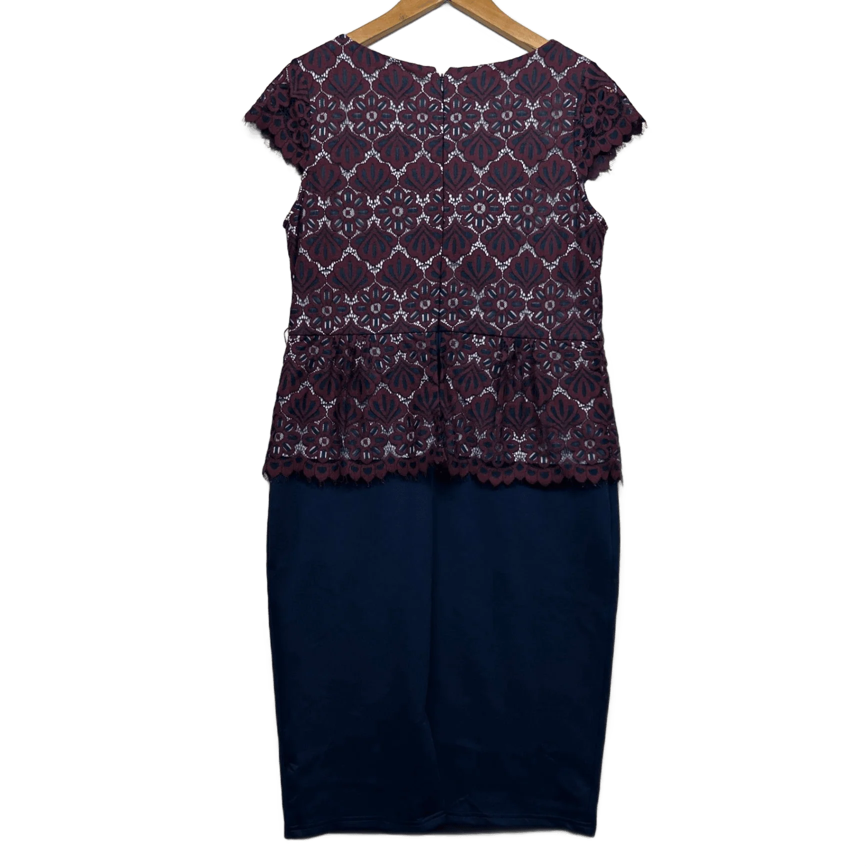 Mei Mei Cocktail Dress Size 16 Short Cap Sleeve Lace Overlay Multicoloured - Image 2