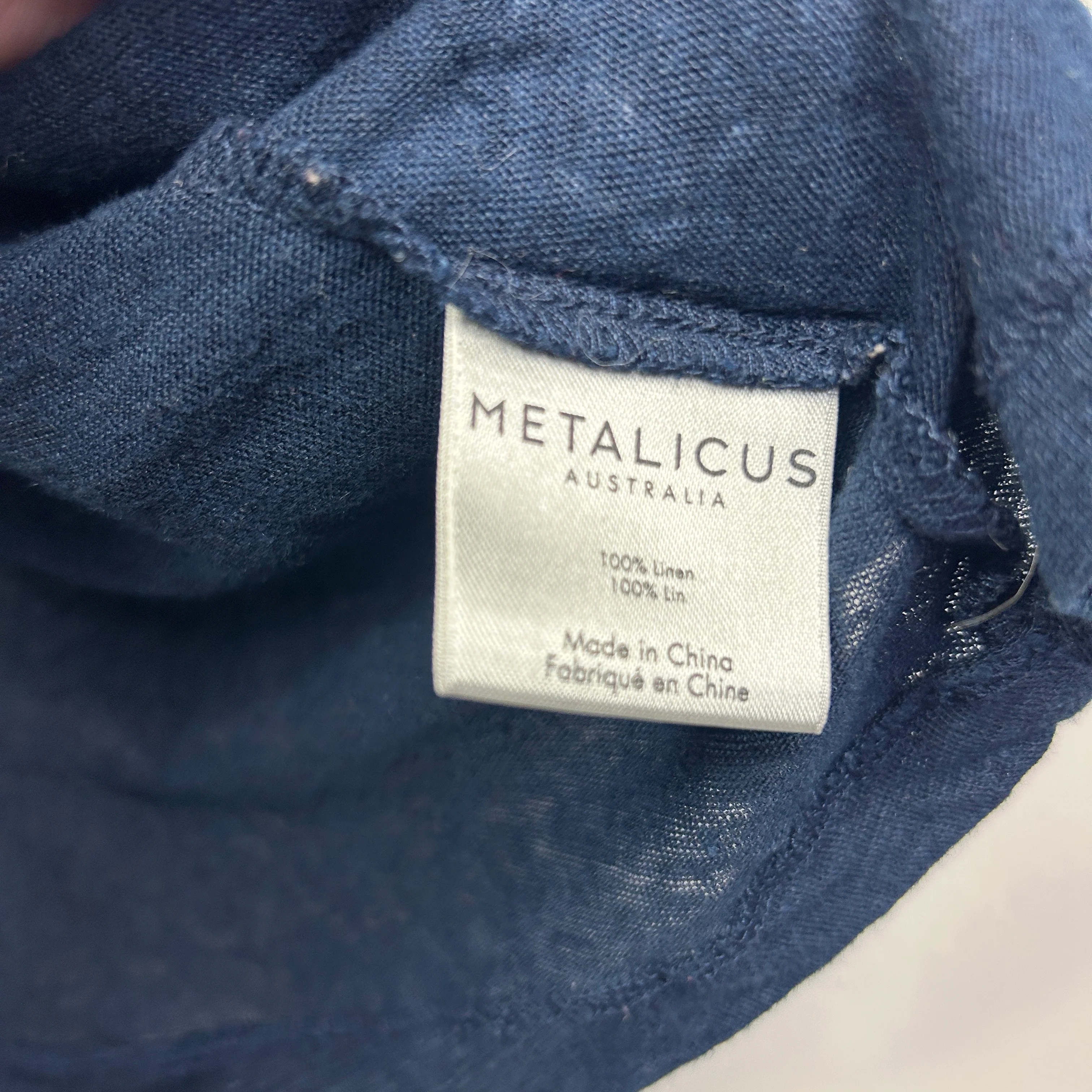 Metalicus Navy Linen Open Front Top - Size M/L - Image 3