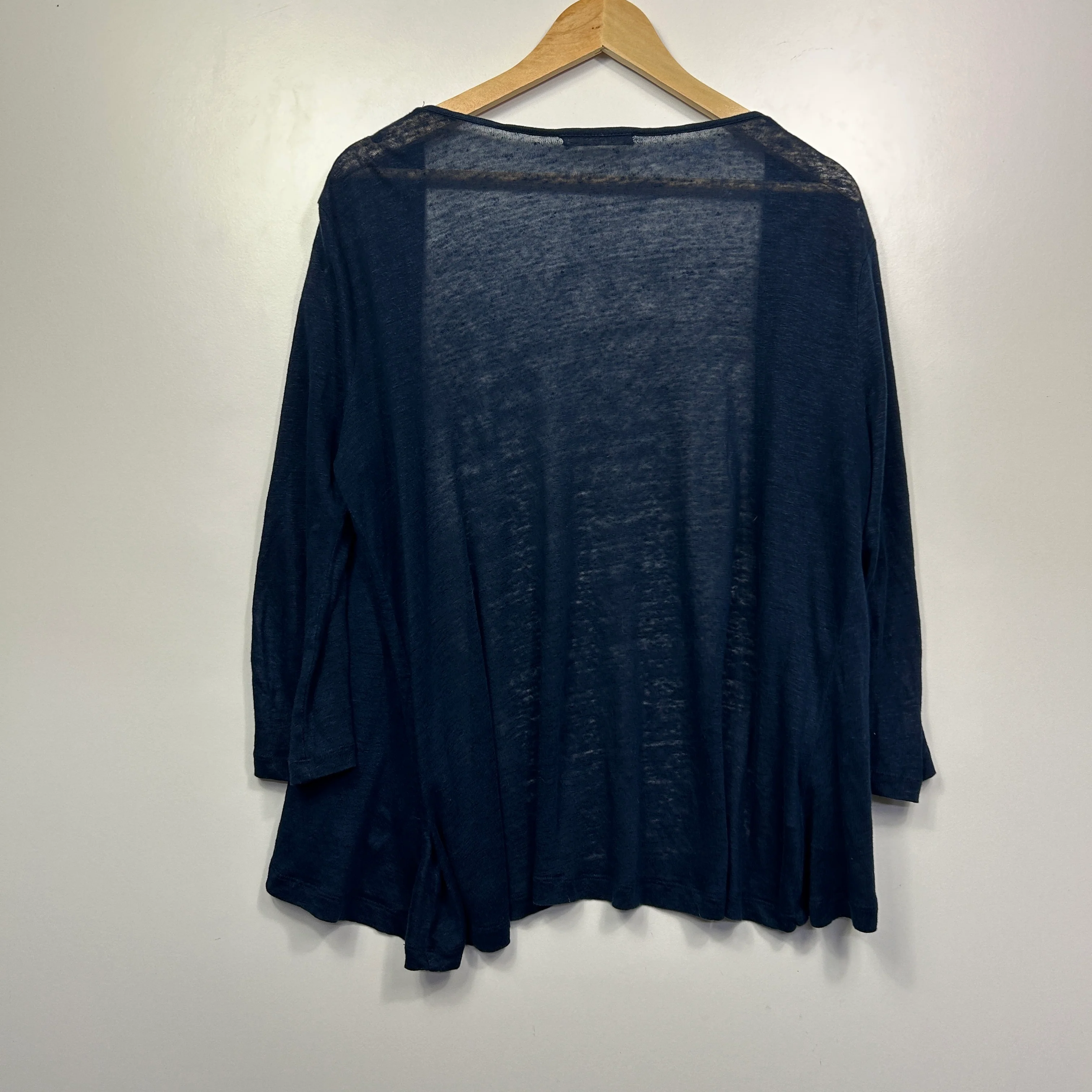 Metalicus Navy Linen Open Front Top - Size M/L - Image 5