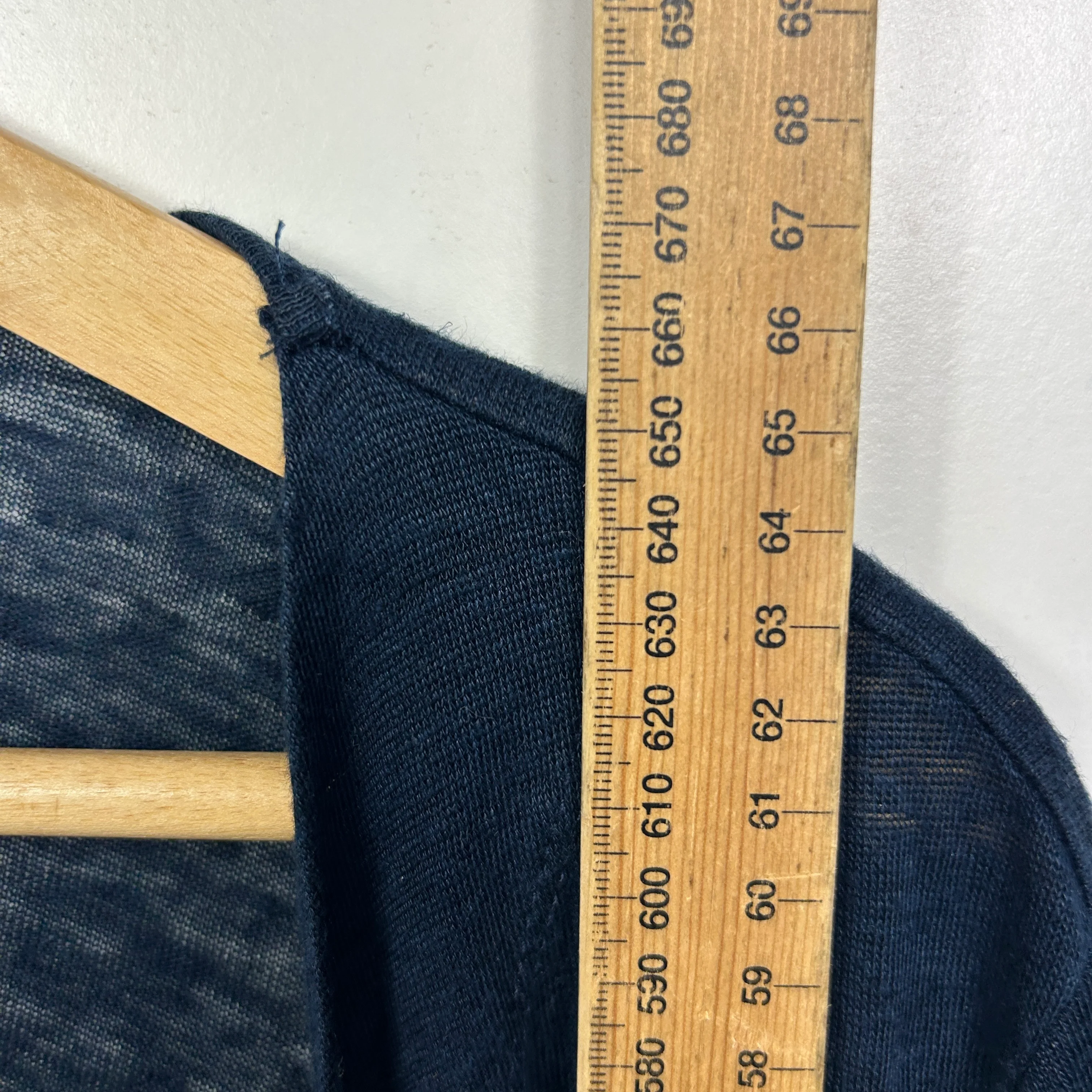 Metalicus Navy Linen Open Front Top - Size M/L - Image 7