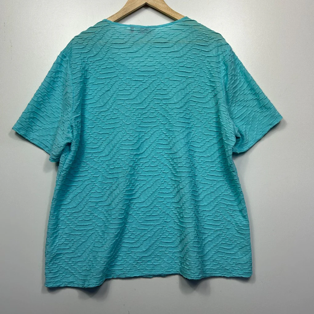 Millers Aqua Textured Wave Print Top - Size 20 - Image 3