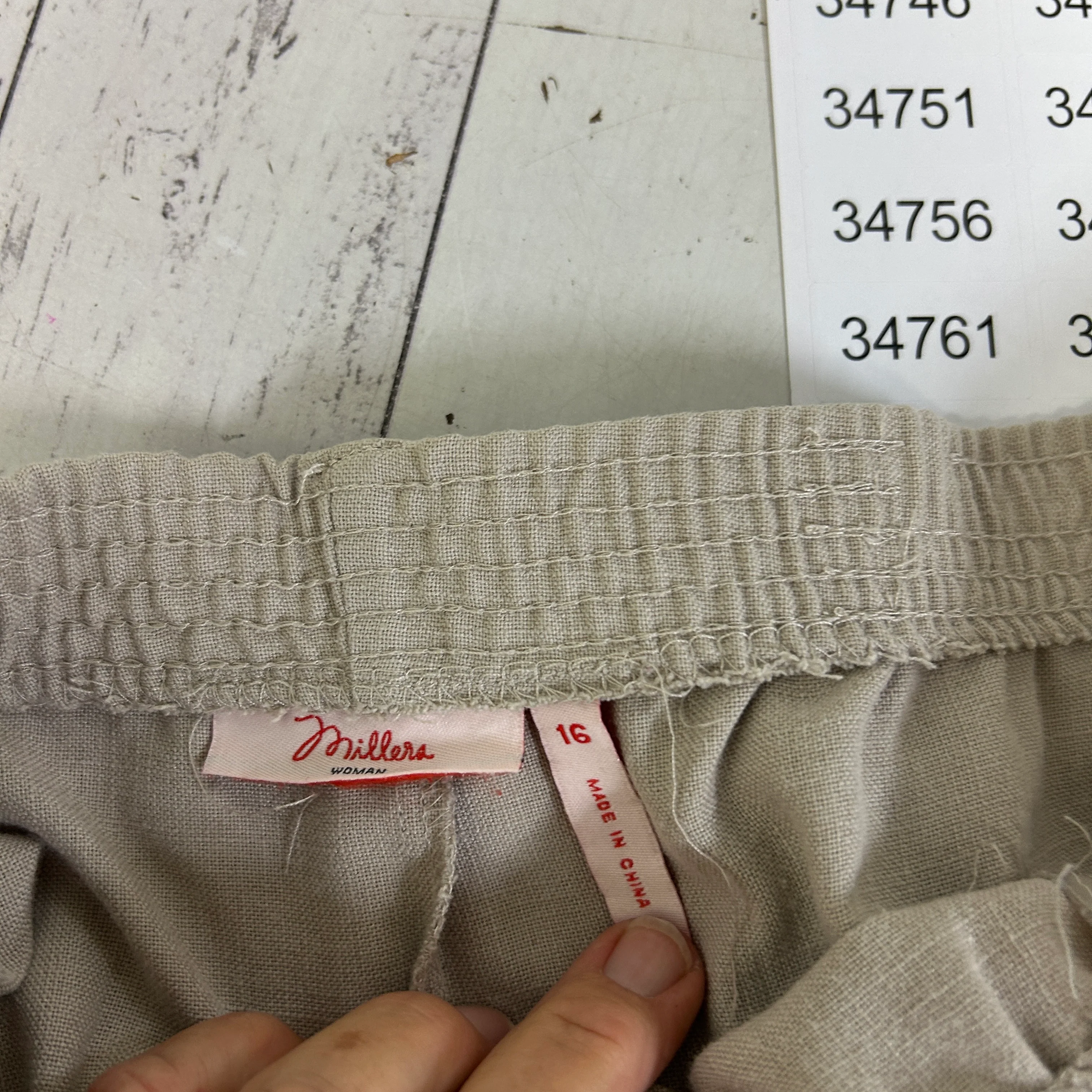 Millers Beige Linen Shorts - Size 16 - Image 2
