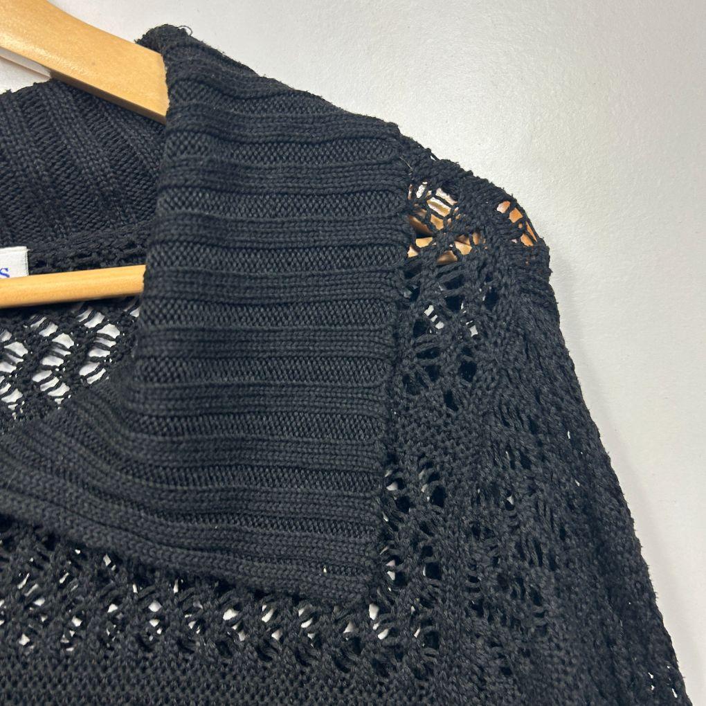 Millers Black Crochet Knit Sheer Jumper - Size XL - Image 2