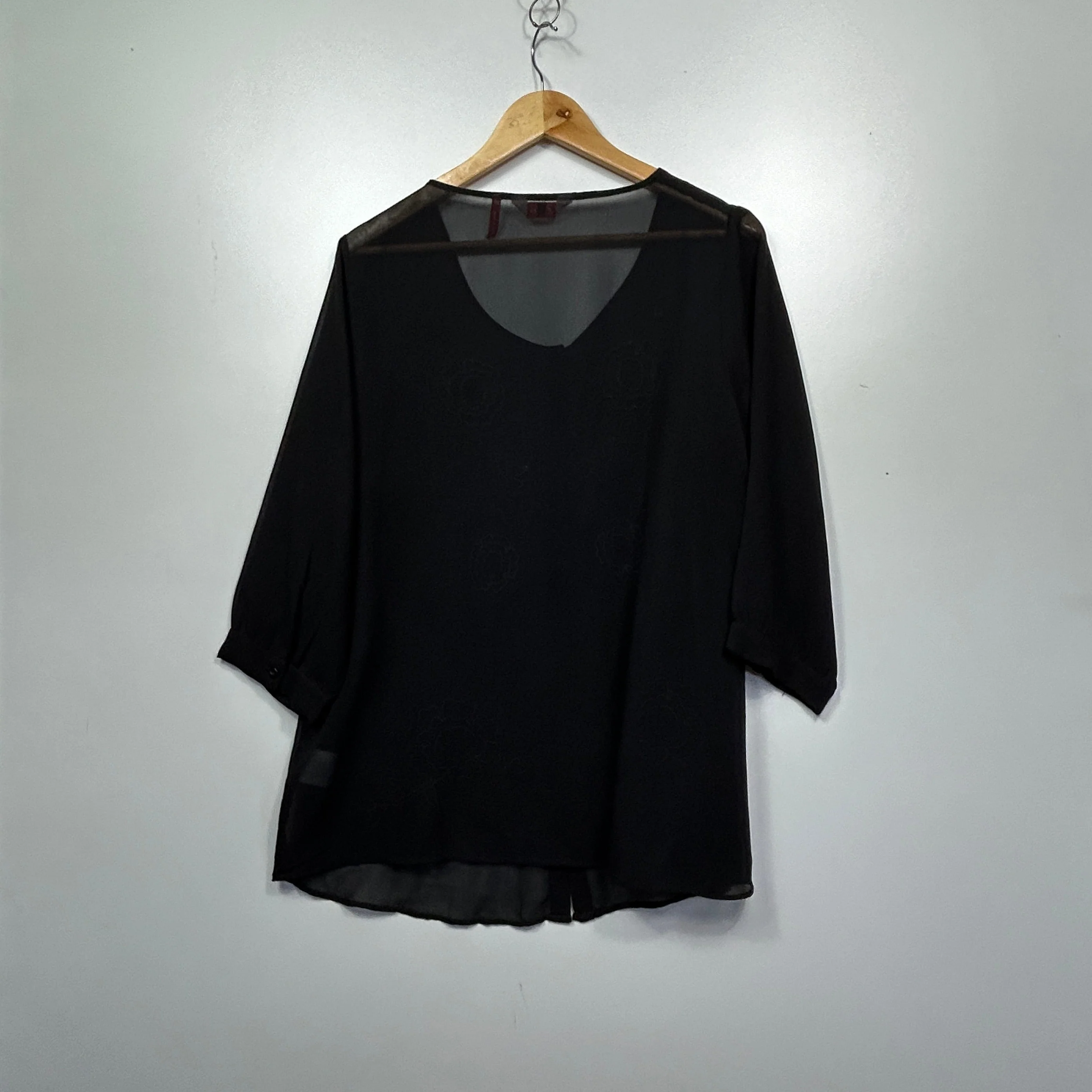 Millers Black Sheer Button up Beaded Top - Size 14 - Image 4