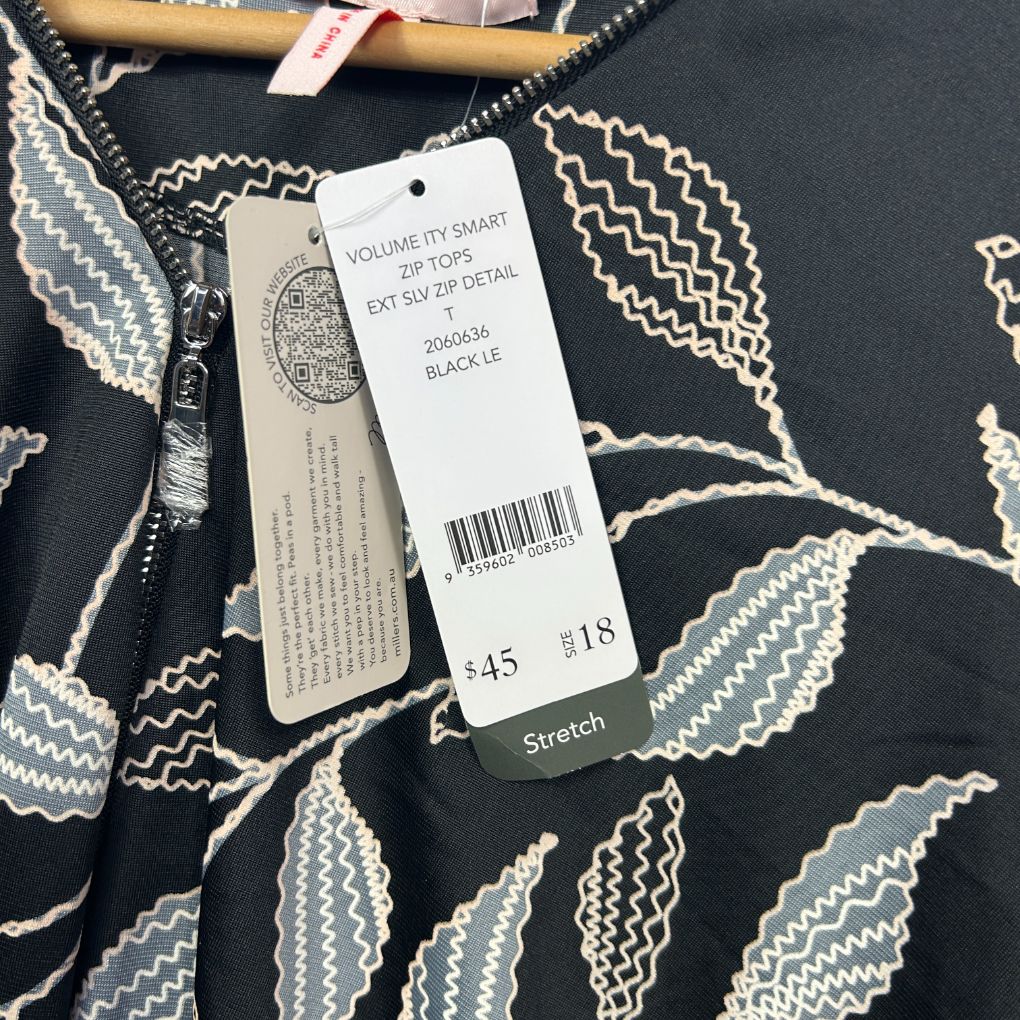 Millers Leaf Black Top - Size 18 - Image 3