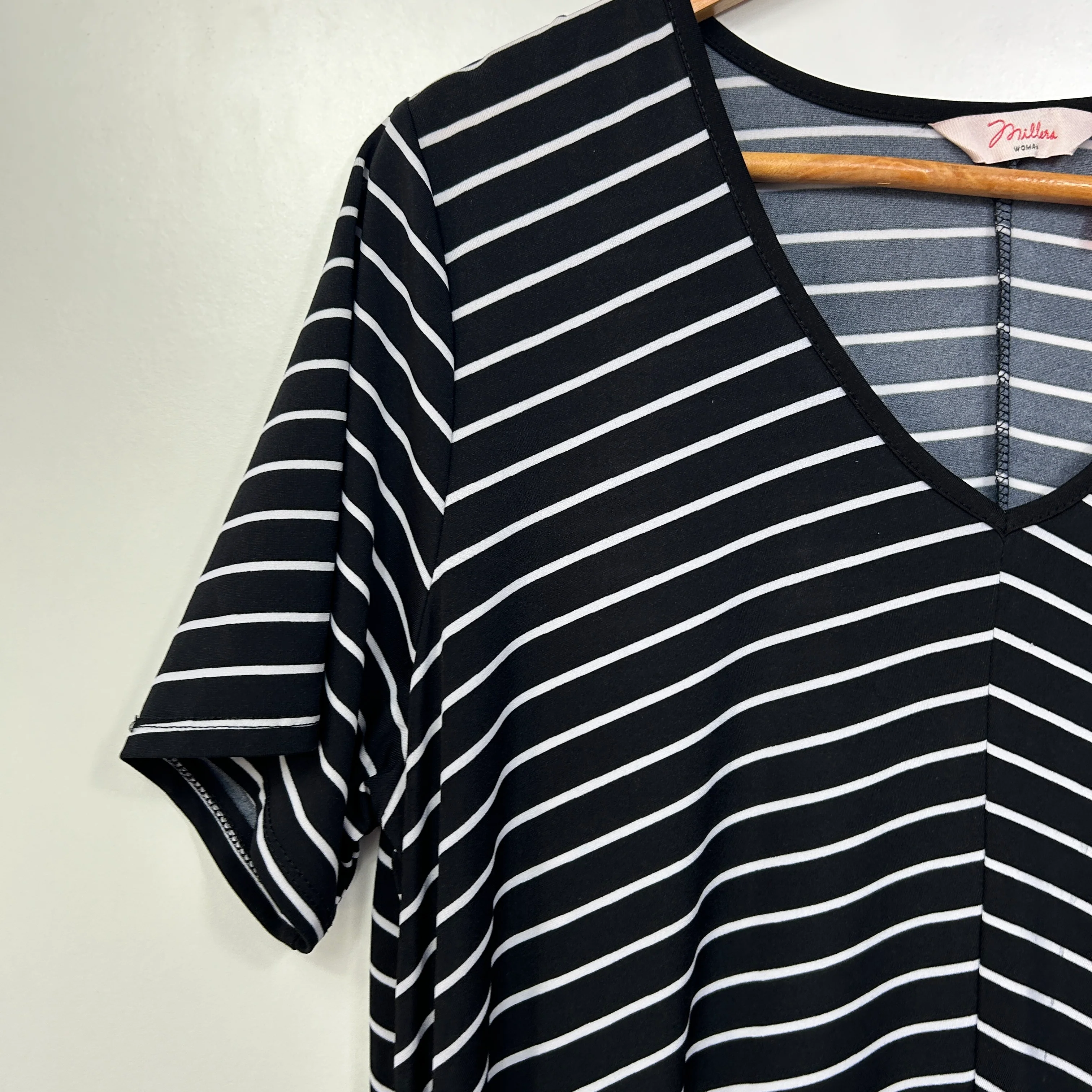 Millers Black White Striped Asymmetric Dress - Size 14 - Image 3