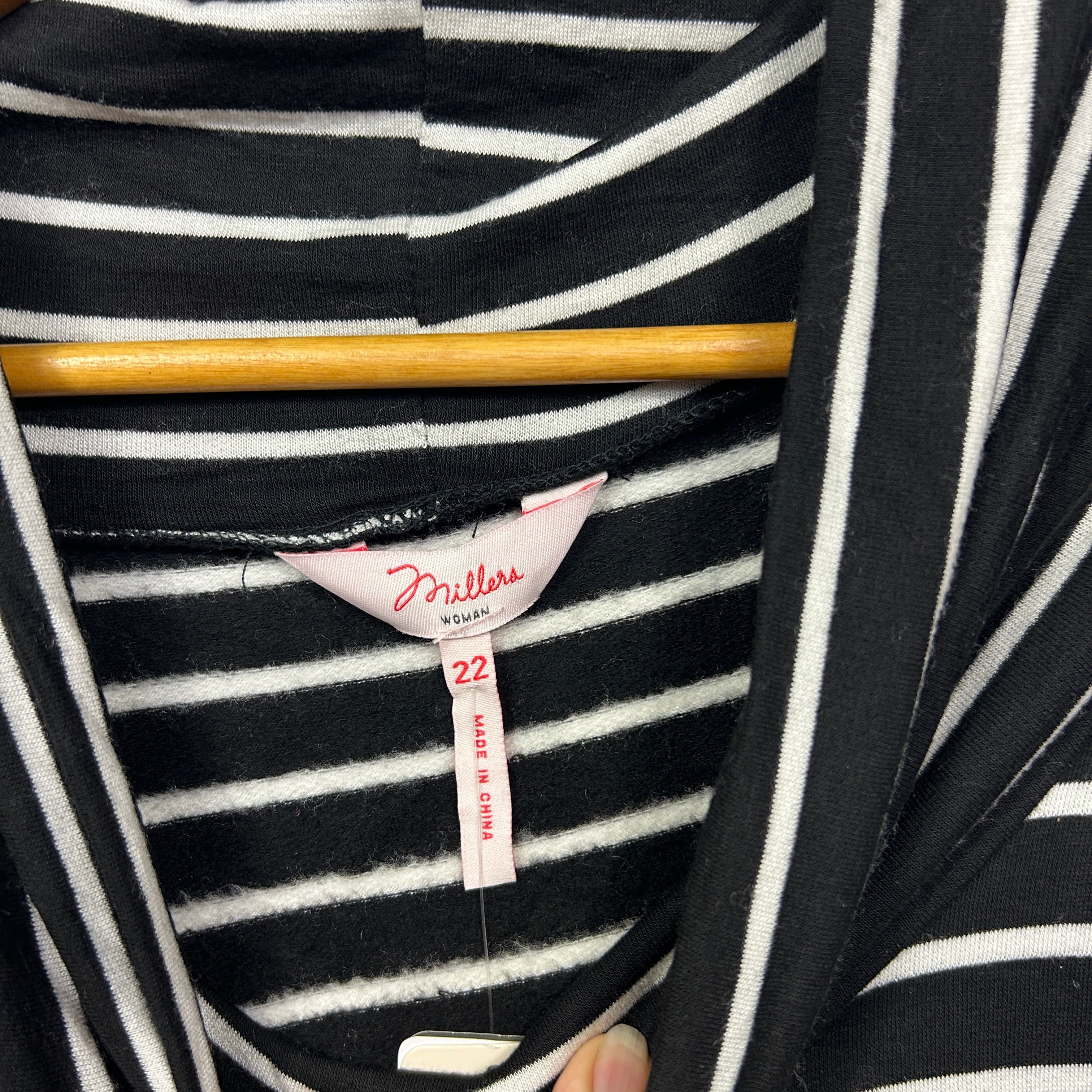 Millers Black White Striped Cowl Neck Tunic Top - Size 22 - Image 3