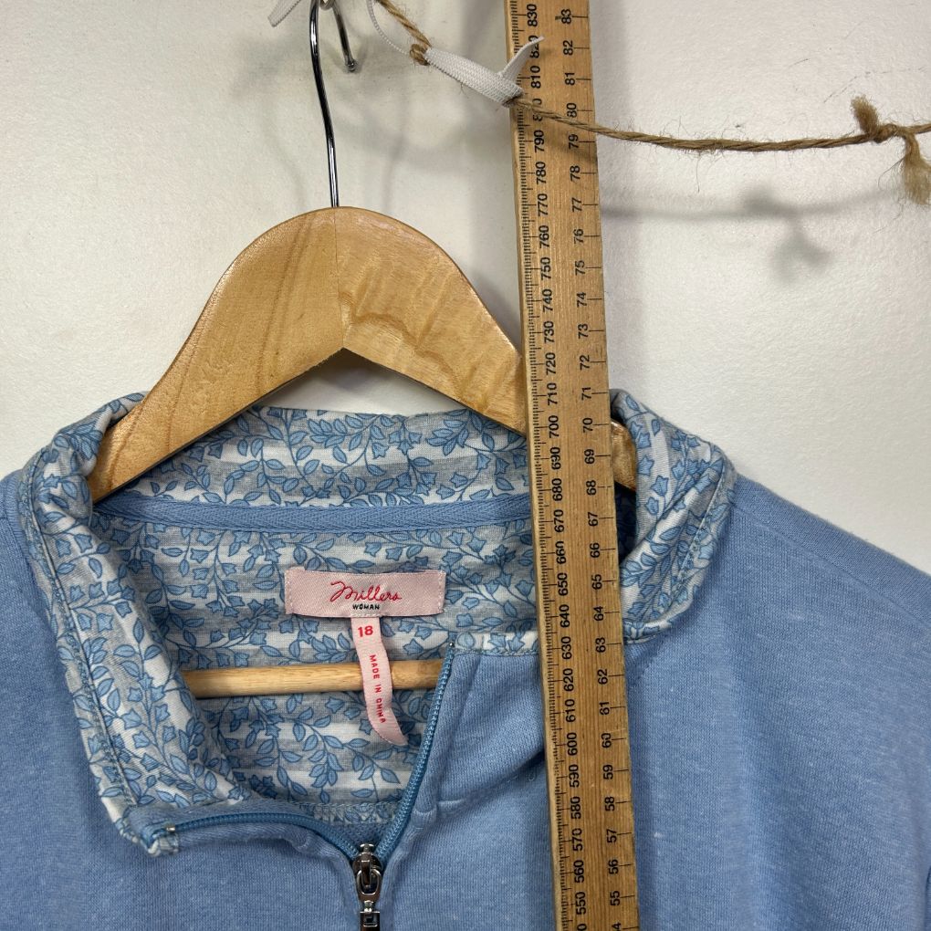 Millers Blue Cotton Zip Jumper - Size 18 - Image 5