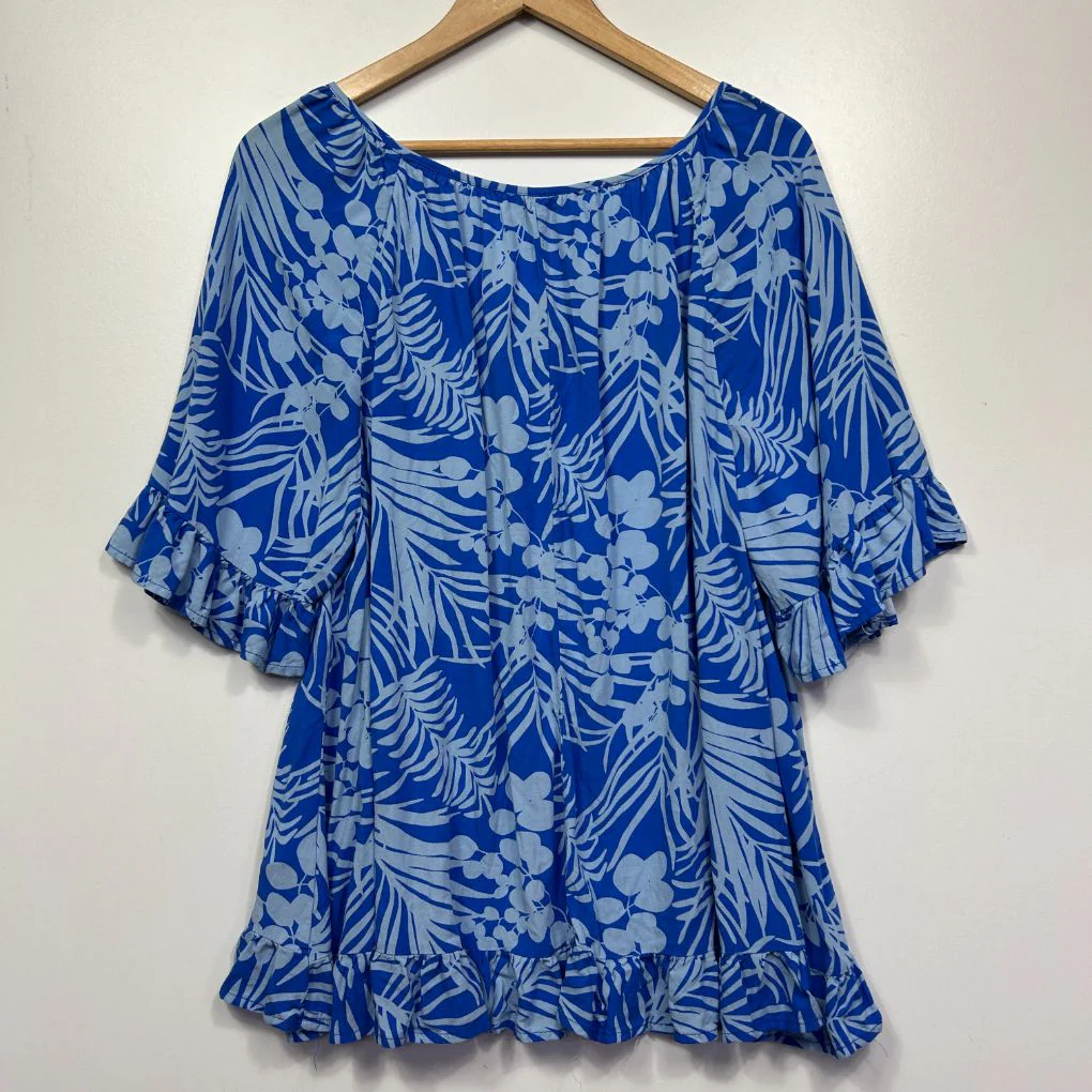 Millers Blue Palm Print Top - Size 18 - Image 4