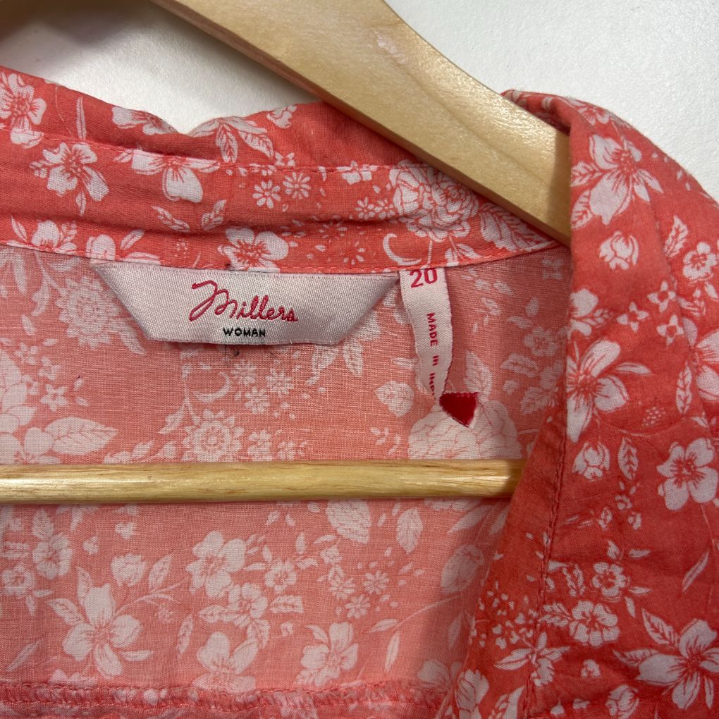Millers Coral Floral Cotton Shirt - Size 20 - Image 2
