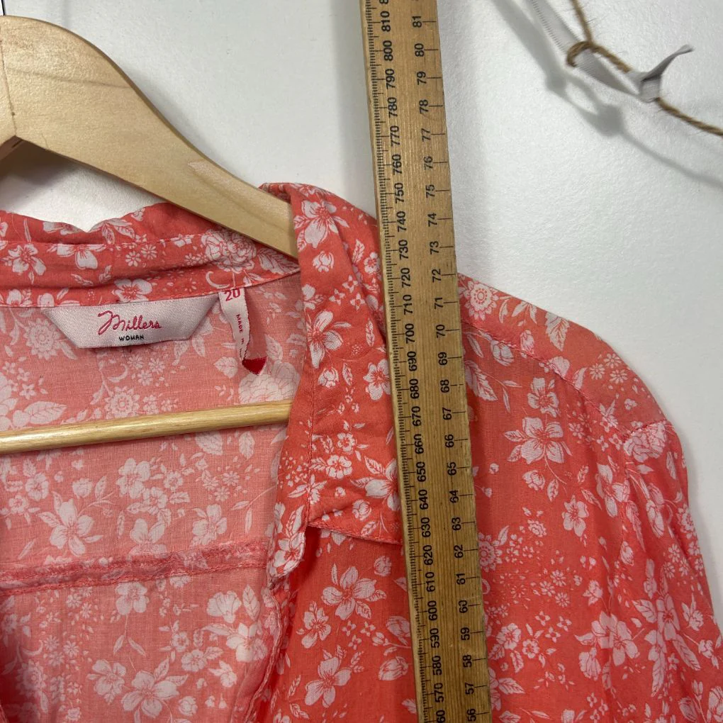Millers Coral Floral Cotton Shirt - Size 20 - Image 7