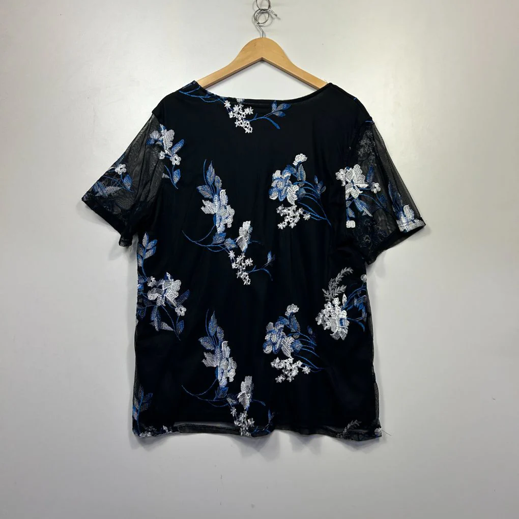 Millers Embroidered Black Floral Top -  Size 22 - Image 3