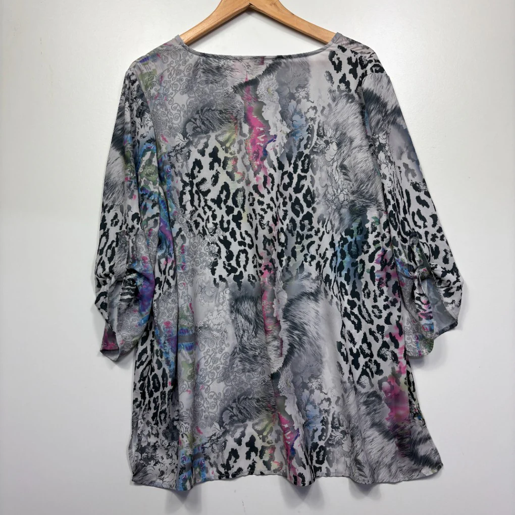 Millers Grey Abstract Leopard Print Top - Size 18 - Image 2