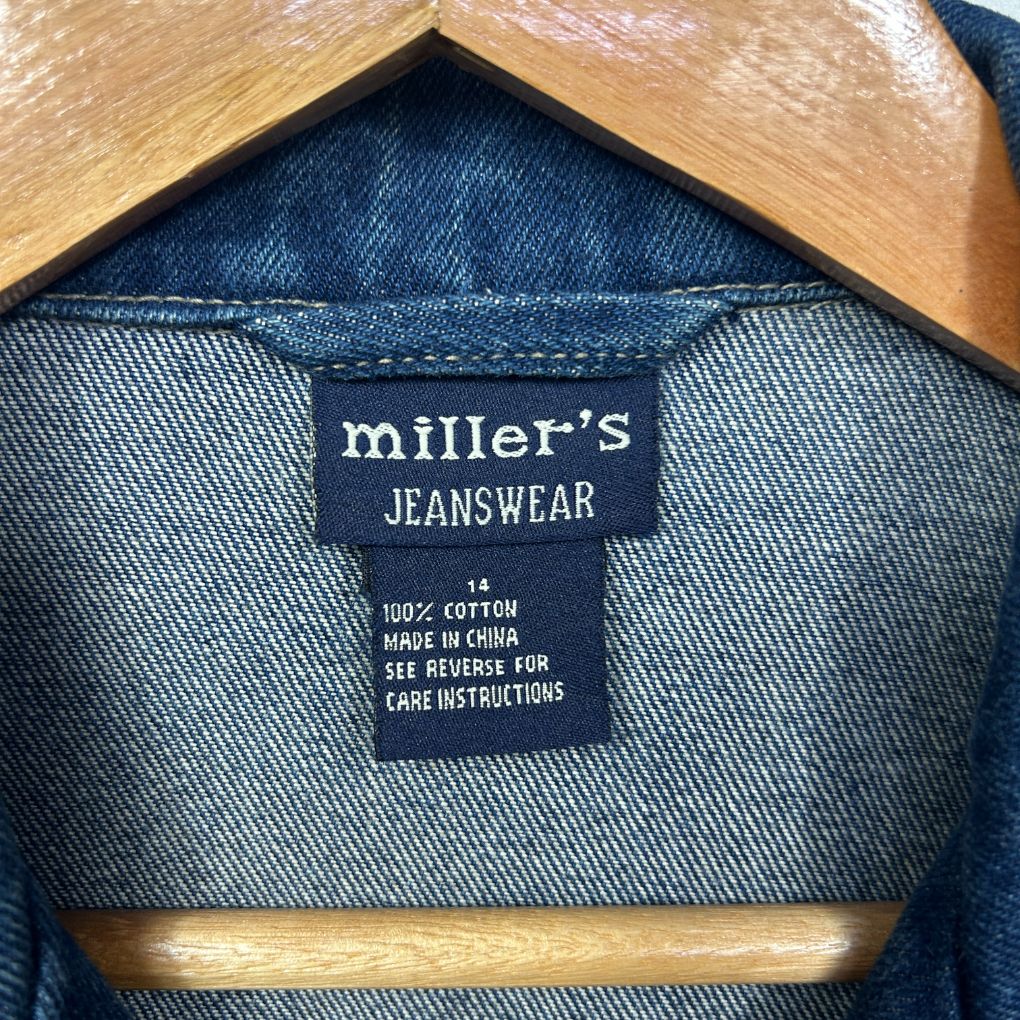Vintage Millers Blue Cotton Denim Jacket Coat - Size 14 - Image 4