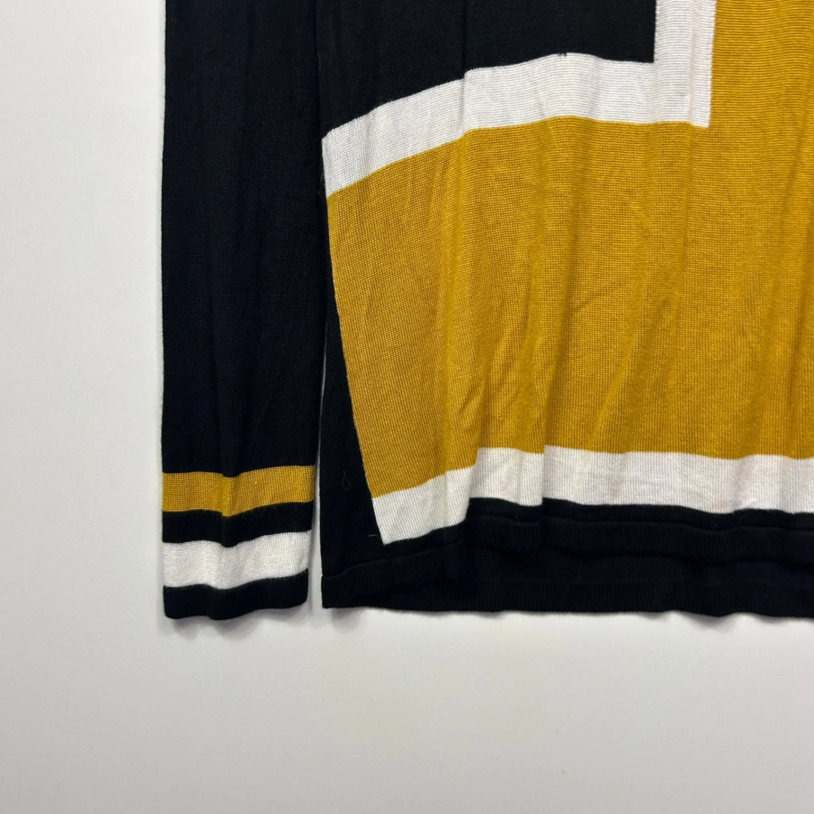 Millers Jumper Knit Top Long Sleeve Colourblock Black Mustard Viscose Size 14 Large - Image 3
